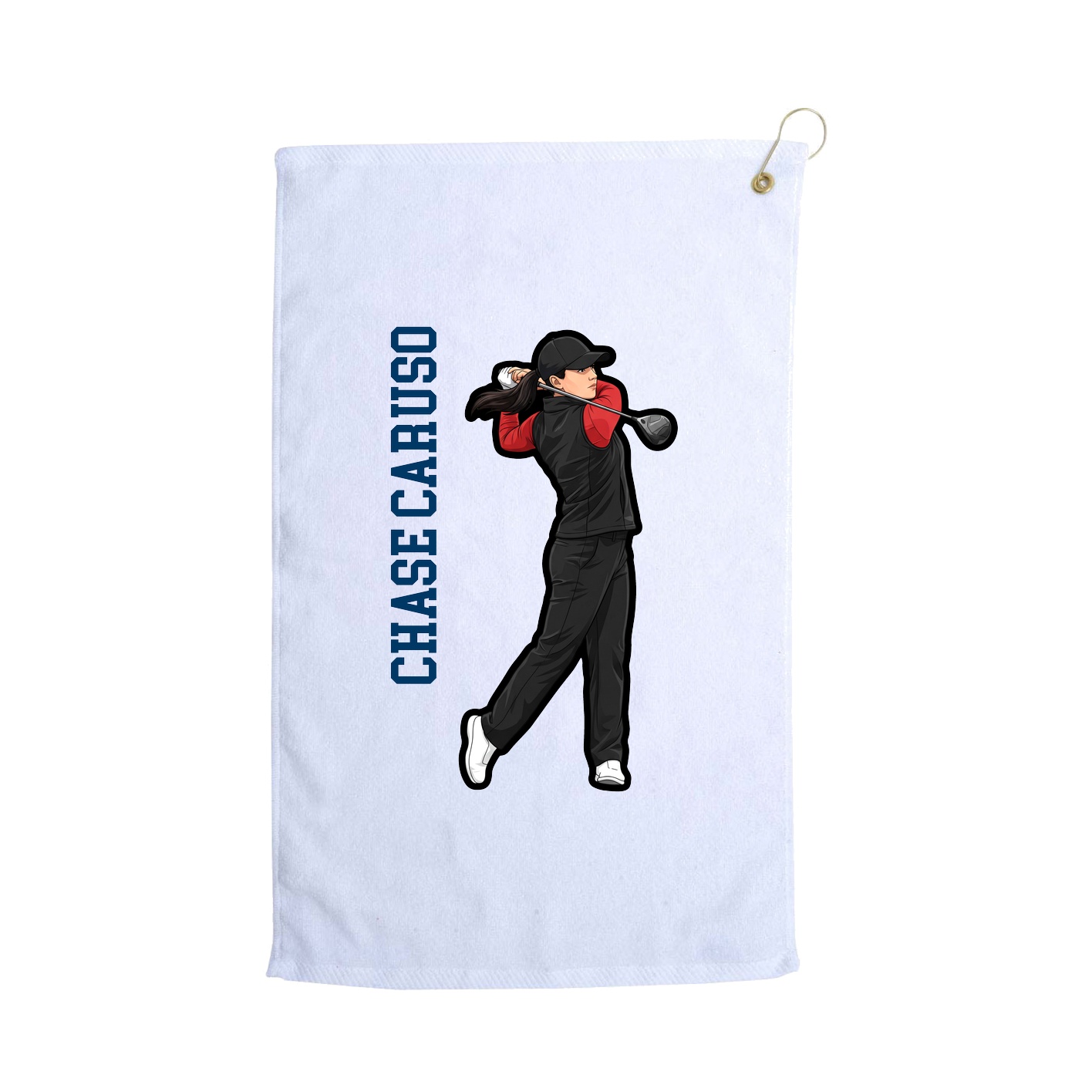 Golf Towel — Name Vertical in White