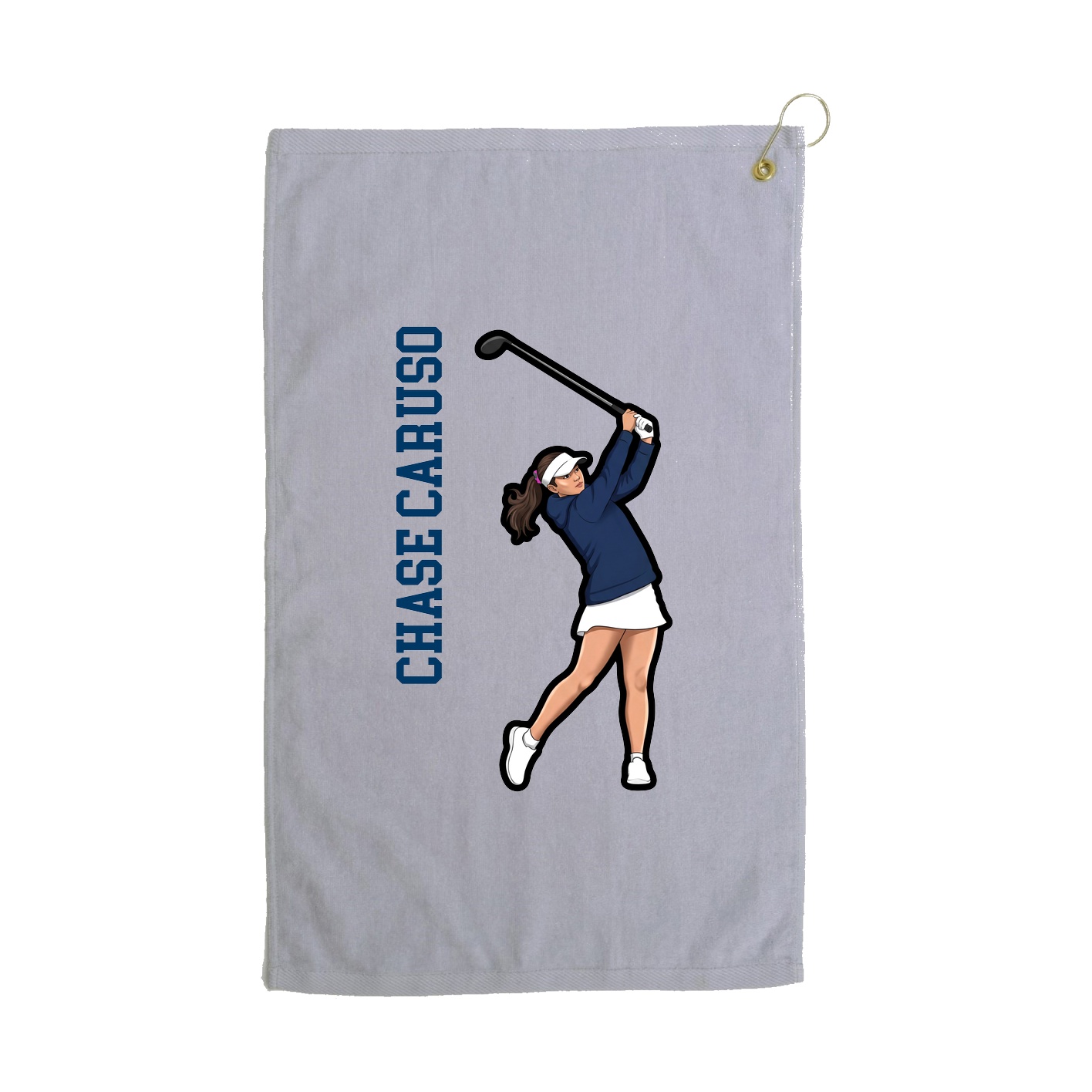 Golf Towel — Name Vertical in Grey