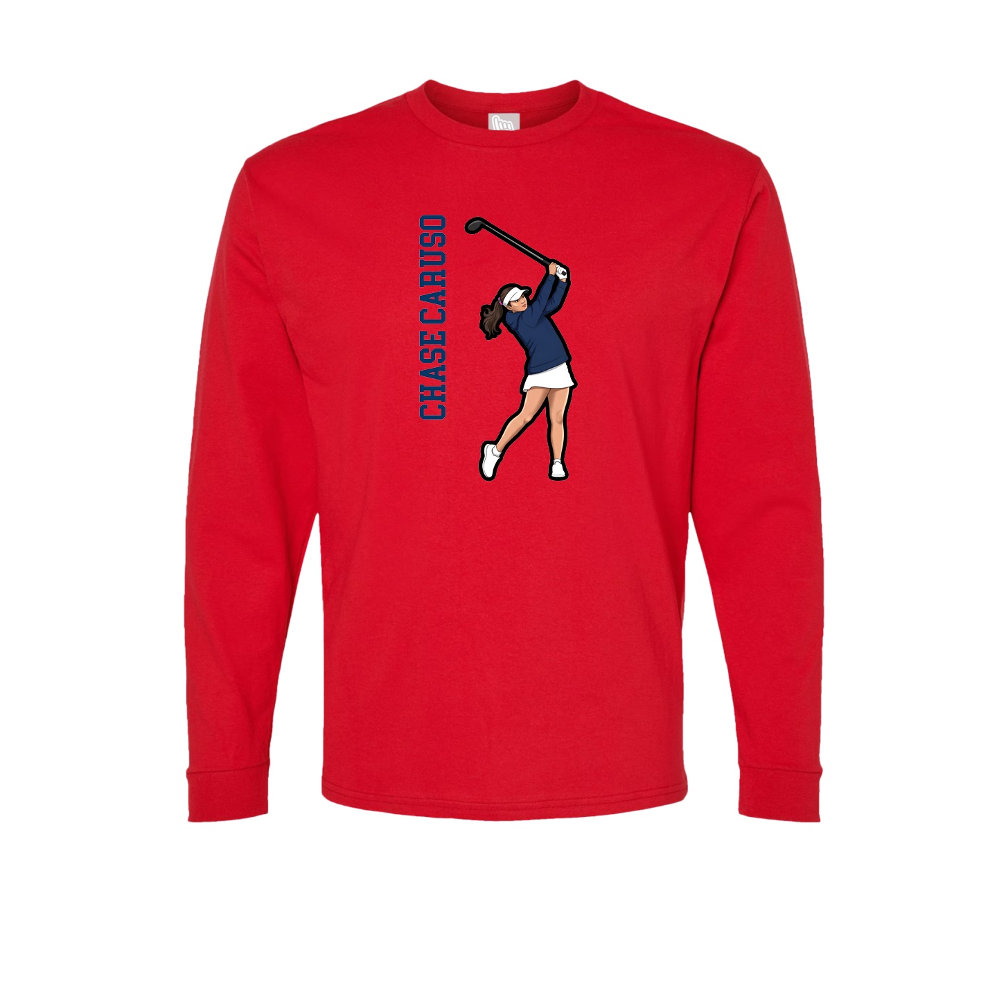 Long Sleeve Tee — Name Vertical in Red
