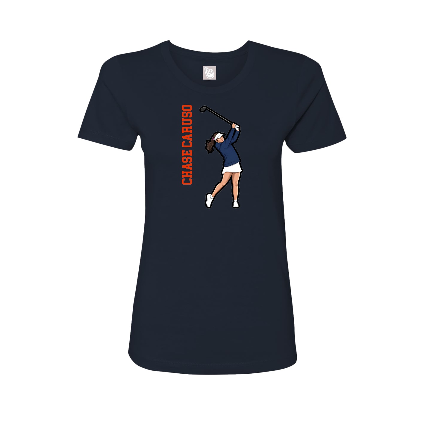 Fitted Women's Tee — Name Vertical in Navy