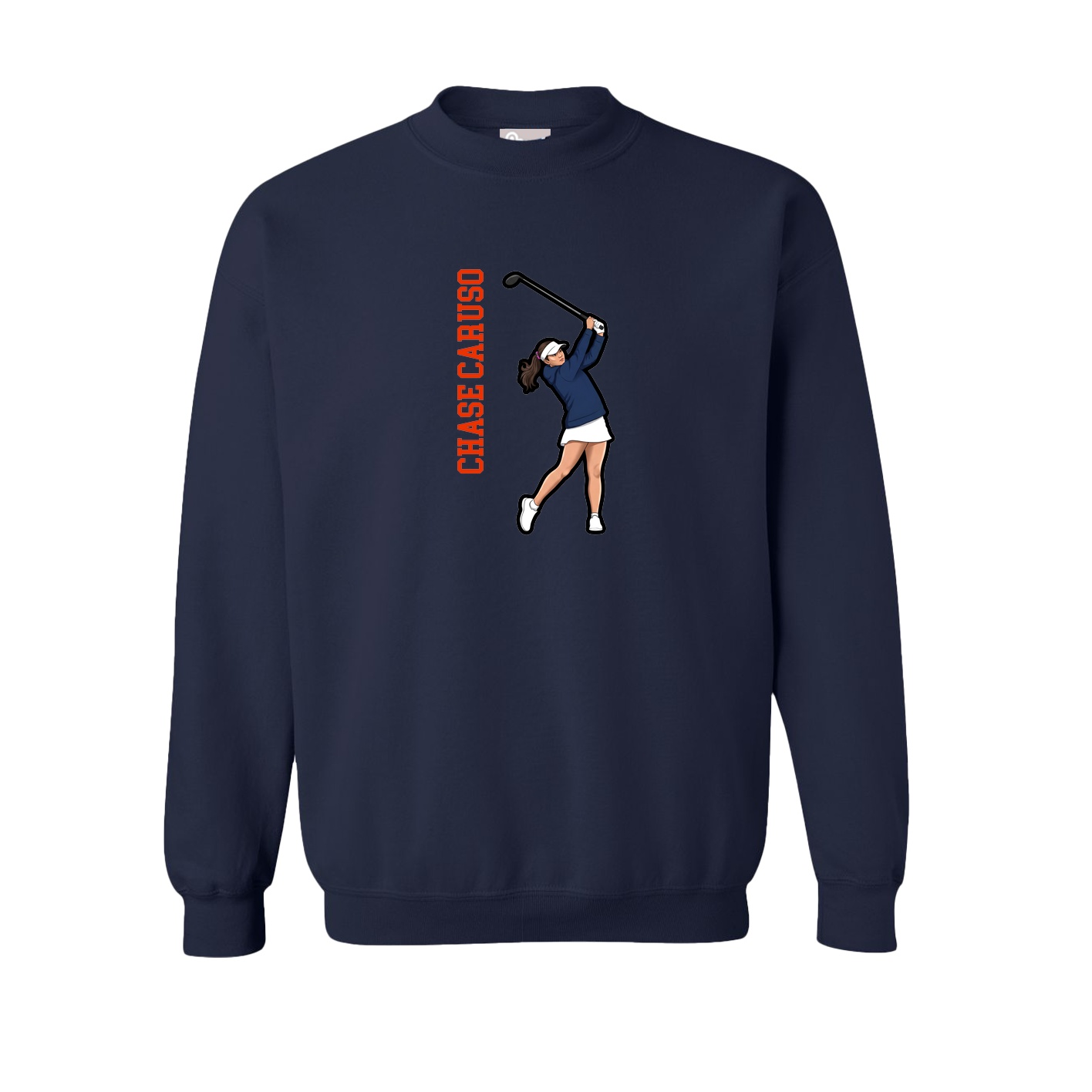 Fleece Crew — Name Vertical in Navy
