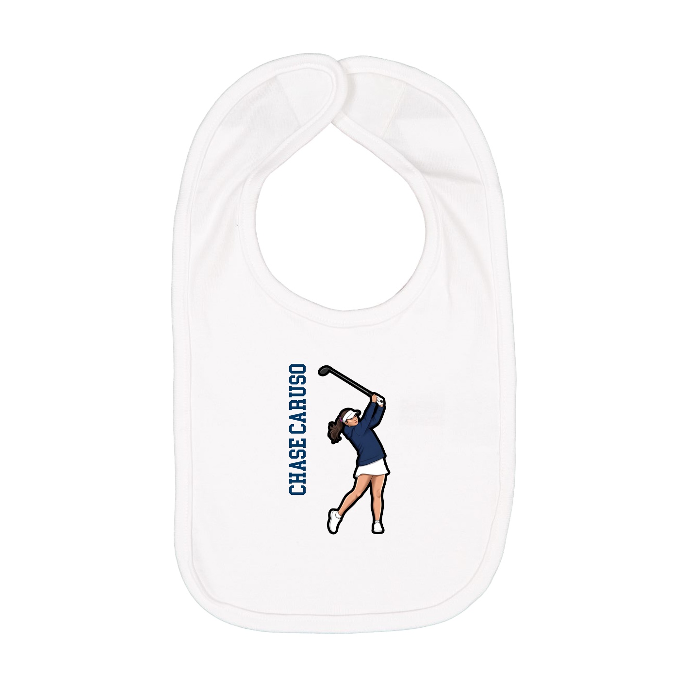 Infant Bib — Name Vertical in White