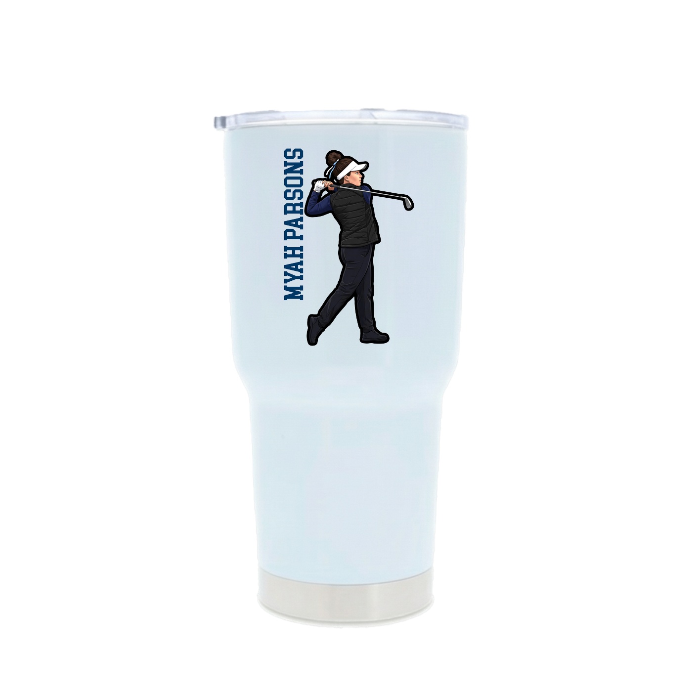 30oz Stainless Steel Tumbler — Name Vertical in White