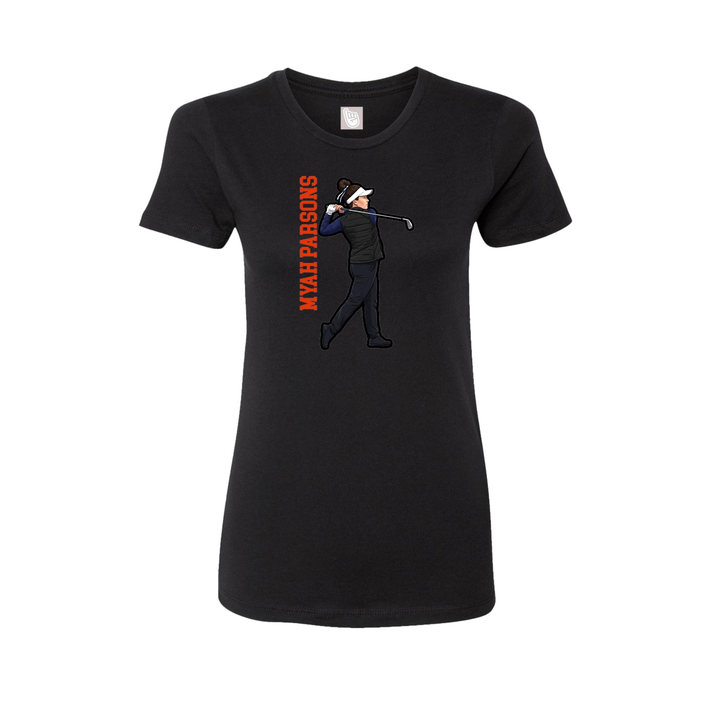 Womens Tee — Name Vertical in Black