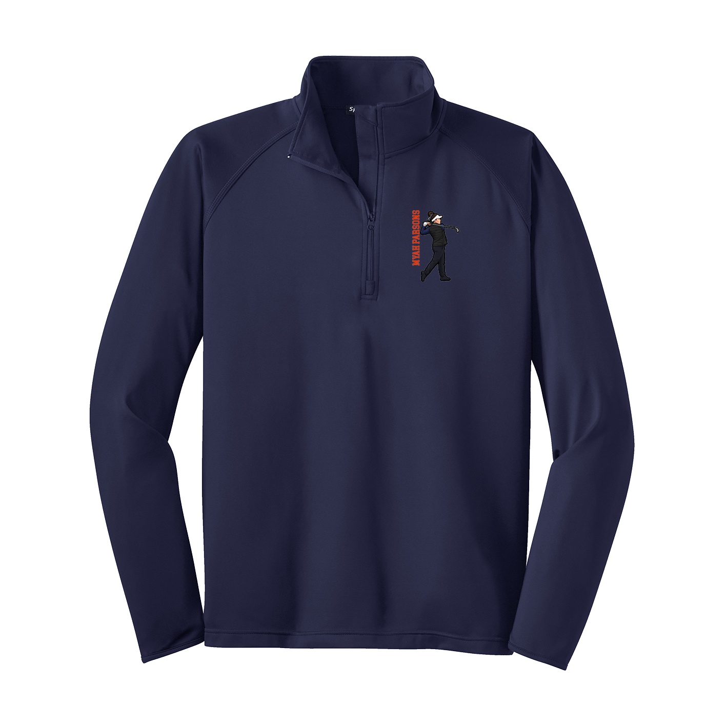 Q-Zip Pullover — Name Vertical in Navy