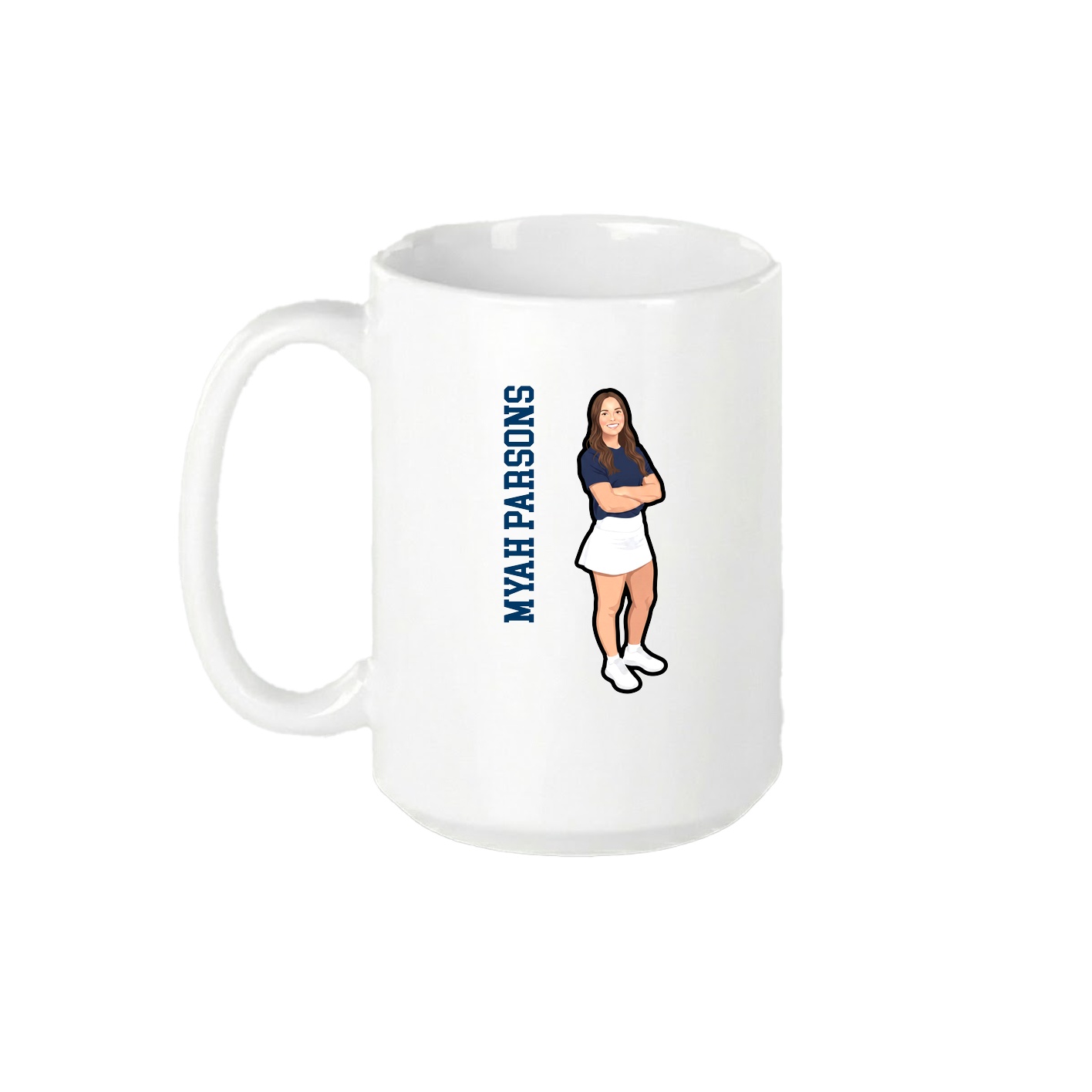 15oz Coffee Mug — Name Vertical in White