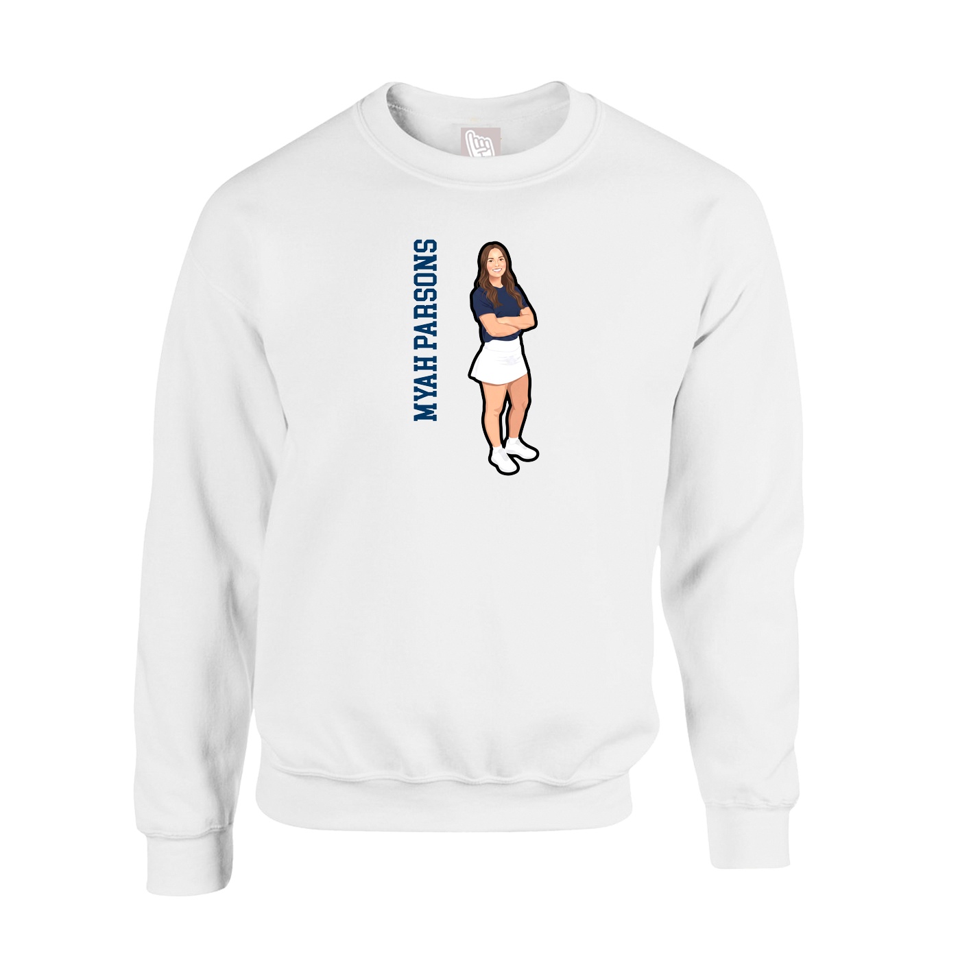 Fleece Crew — Name Vertical in White