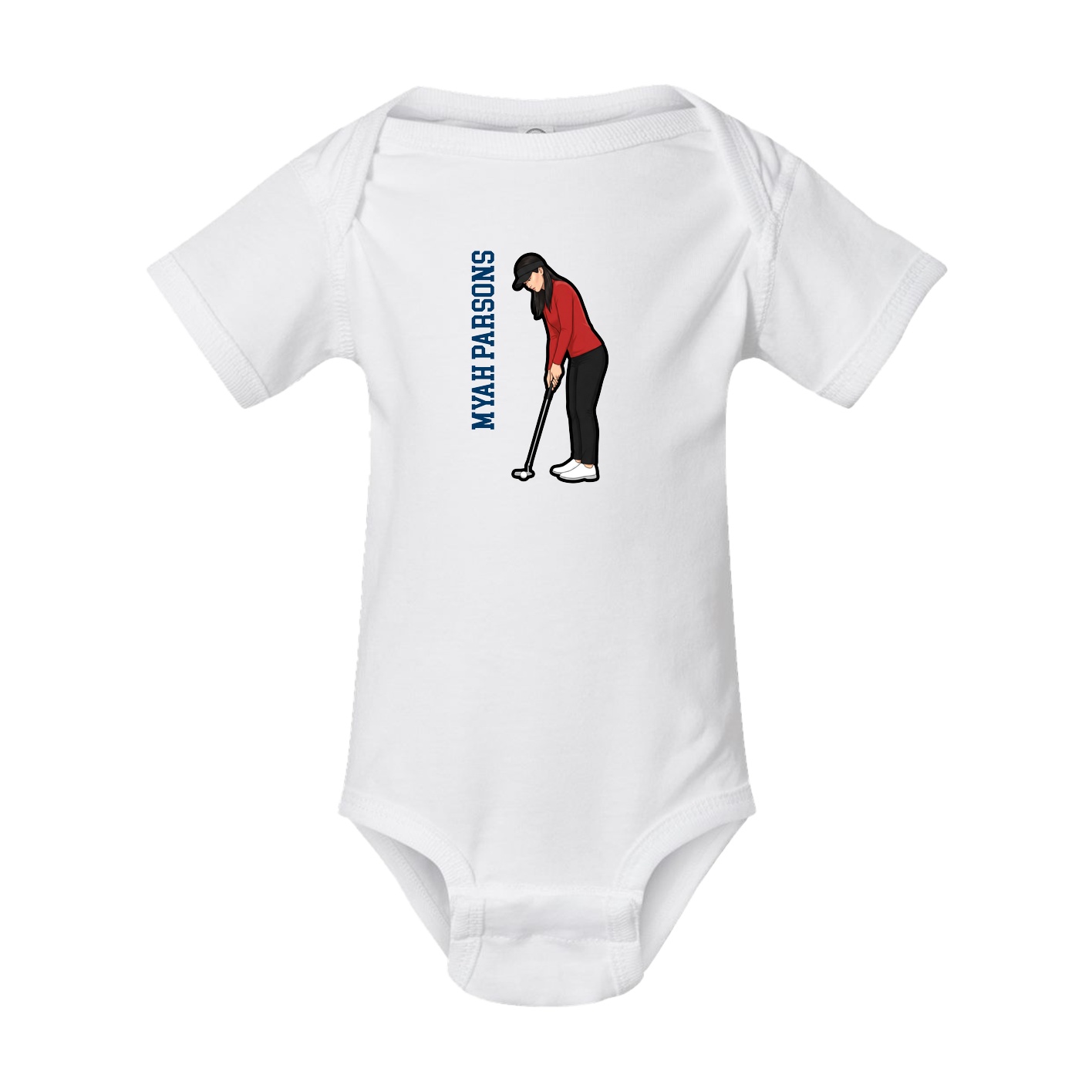 Baby Onesie — Name Vertical in White