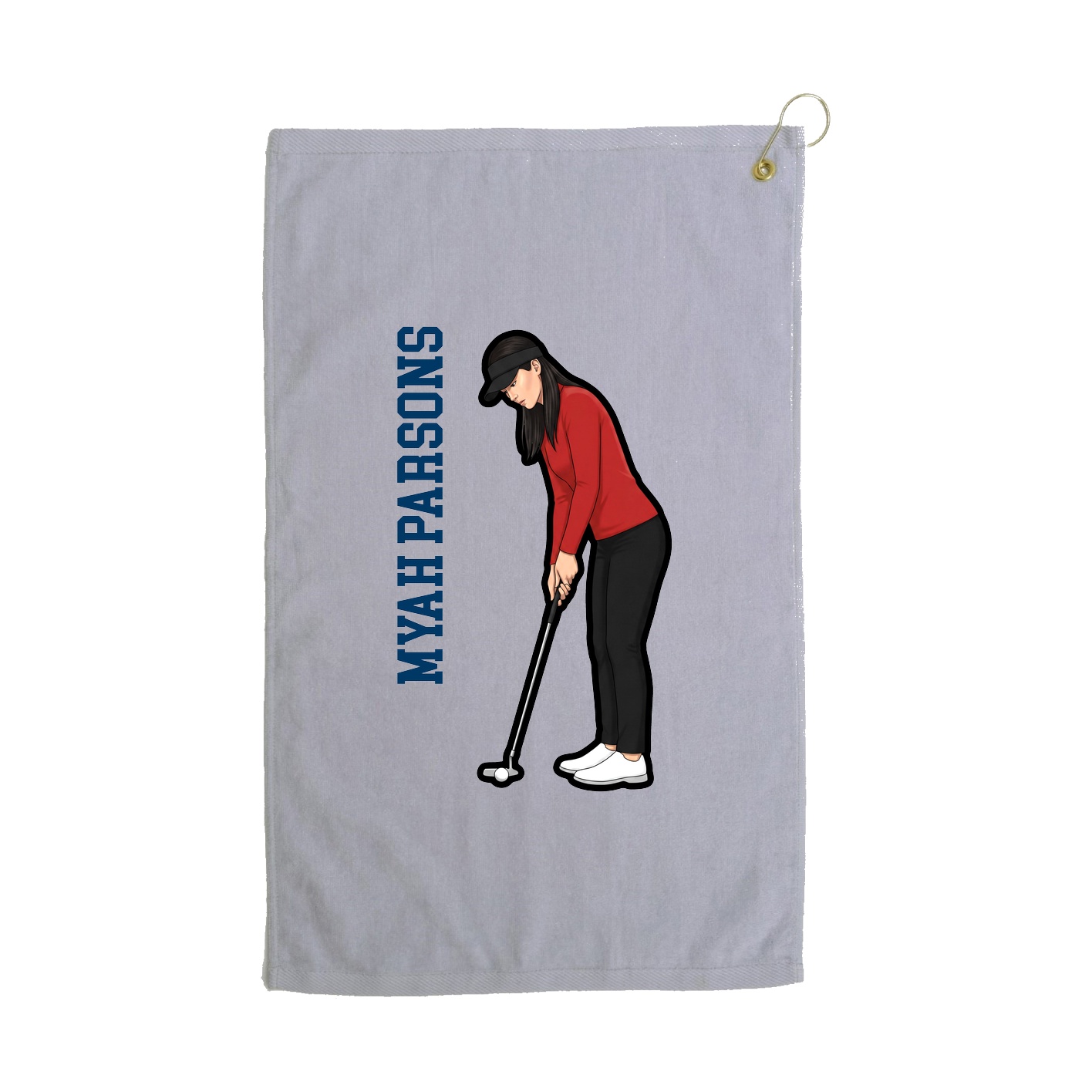 Golf Towel — Name Vertical in Grey