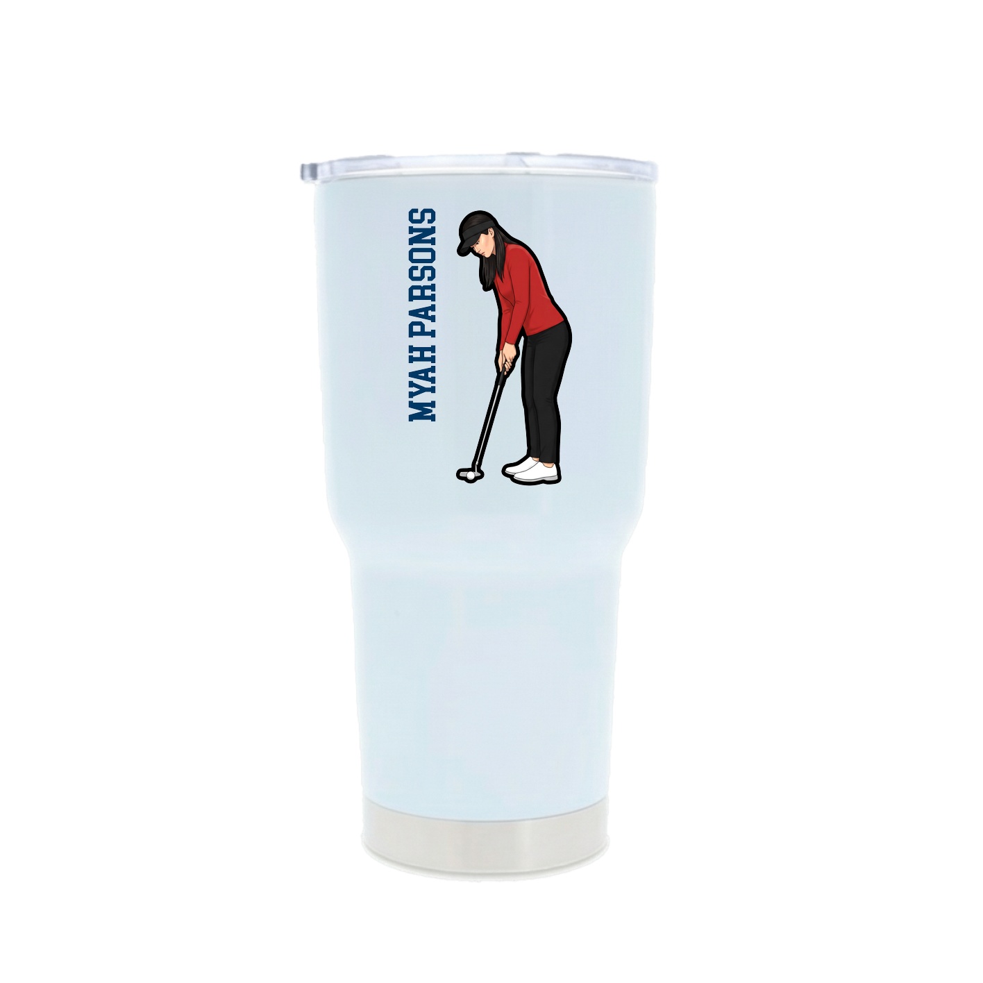 30oz Stainless Steel Tumbler — Name Vertical in White
