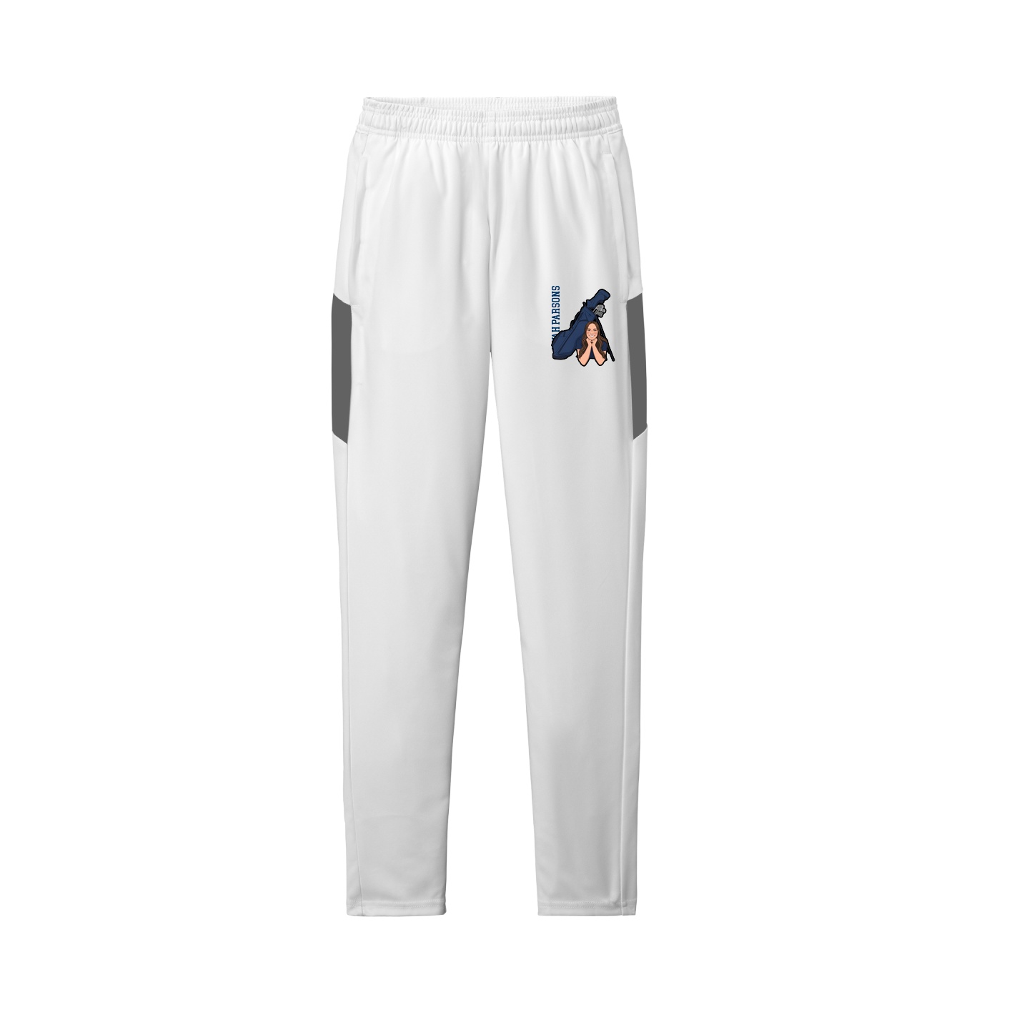Team Travel Pant — Name Vertical in White/Grey