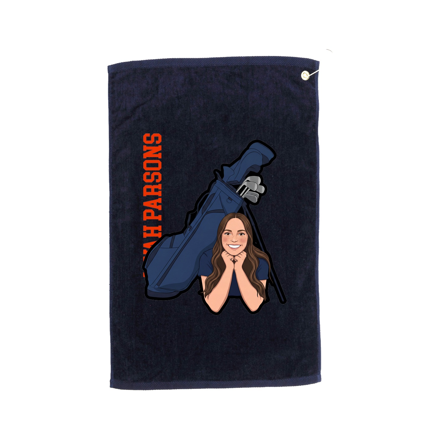 Golf Towel — Name Vertical in Navy