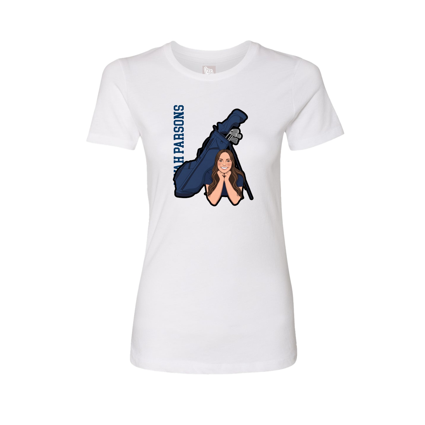 Fitted Women's Tee — Name Vertical in White