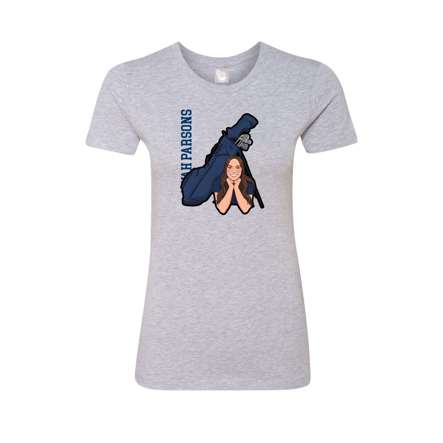 Womens Tee — Name Vertical in Grey
