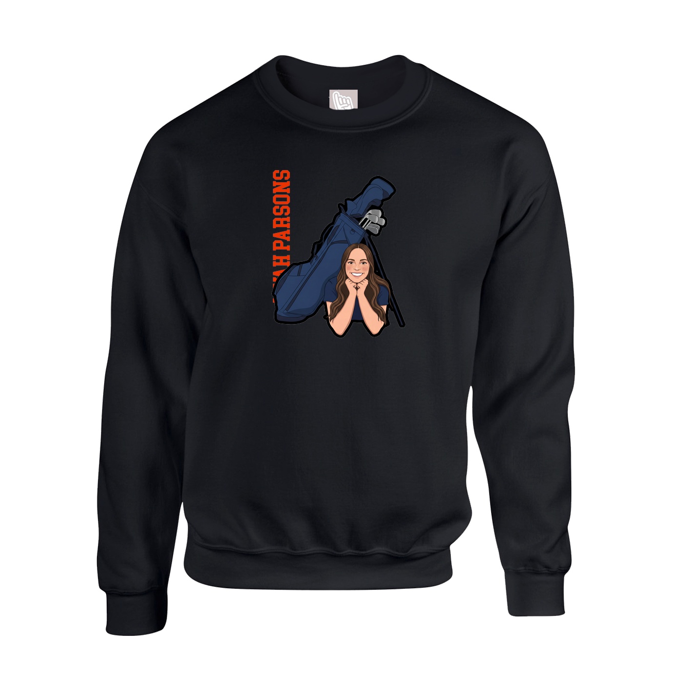 Fleece Crew — Name Vertical in Black