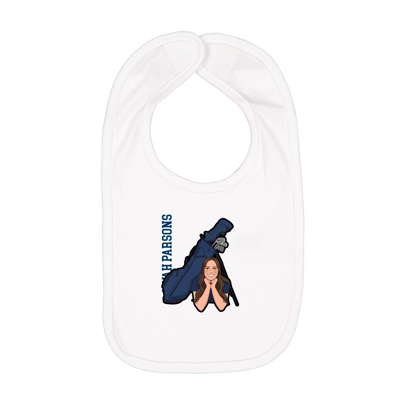 Infant Bib — Name Vertical in White
