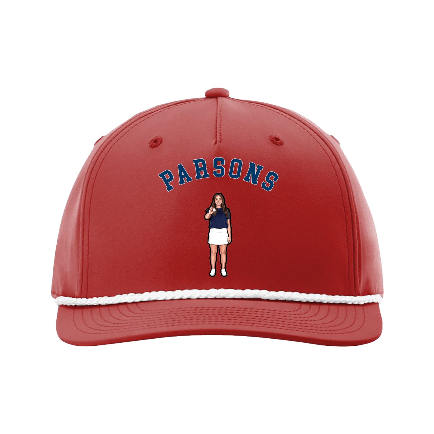 Five-Panel Classic Rope Cap — Shirsey Arch in Red
