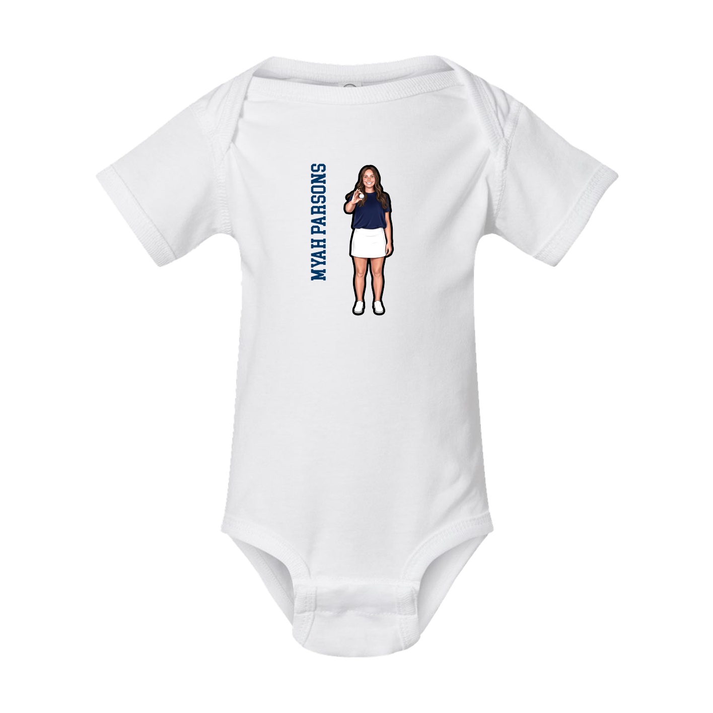 Baby Onesie — Name Vertical in White