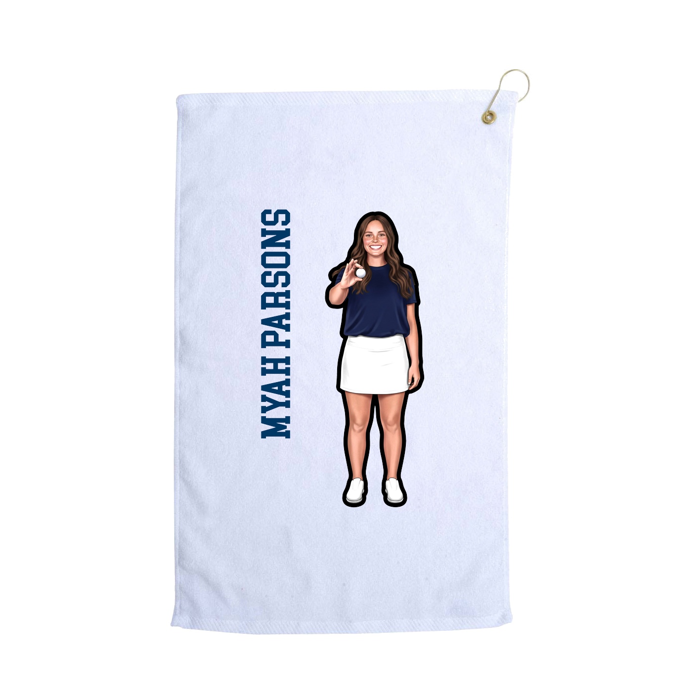 Golf Towel — Name Vertical in White