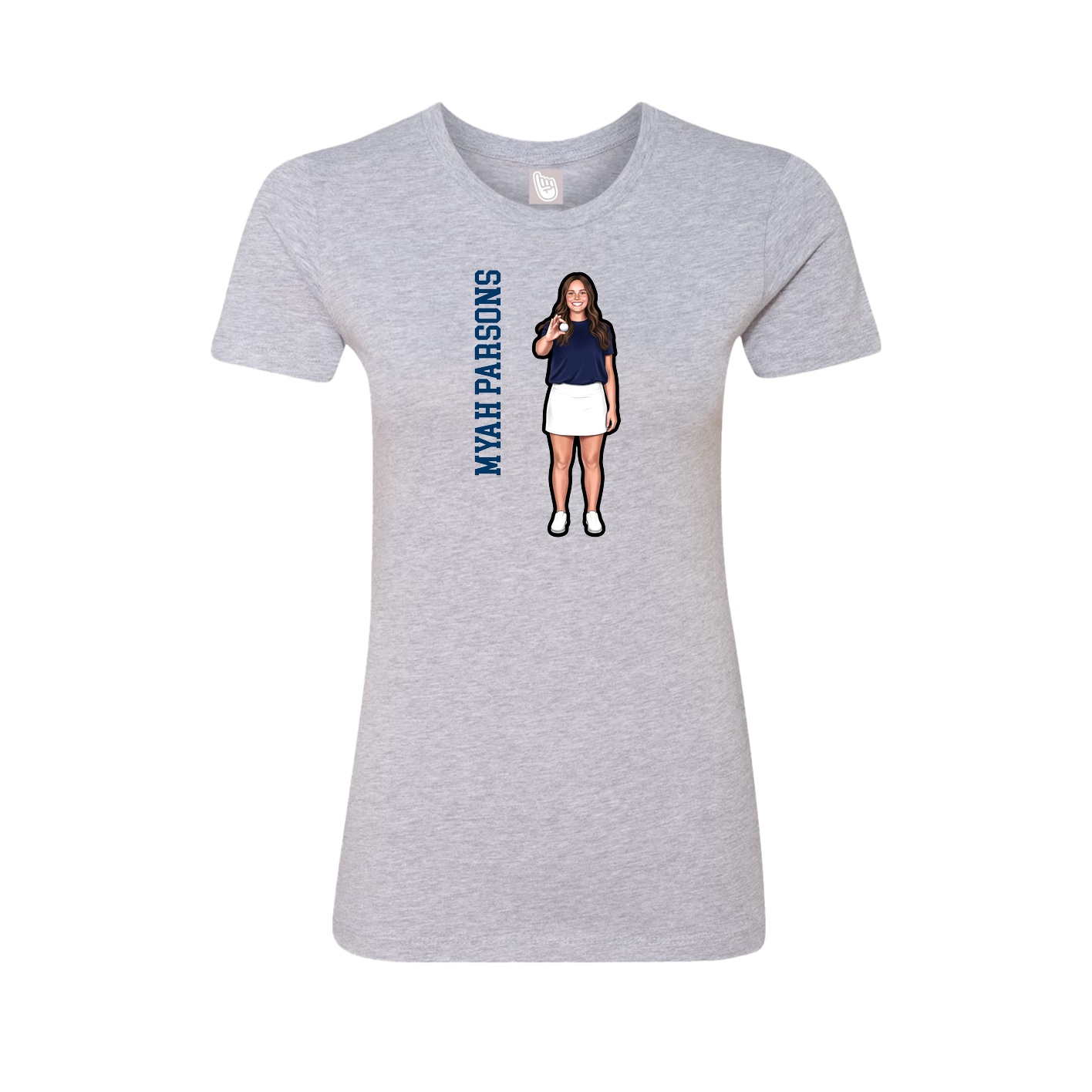 Womens Tee — Name Vertical in Grey