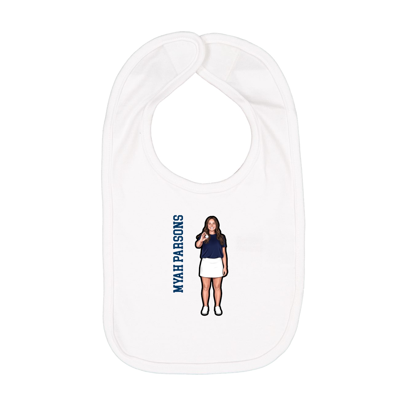 Infant Bib — Name Vertical in White