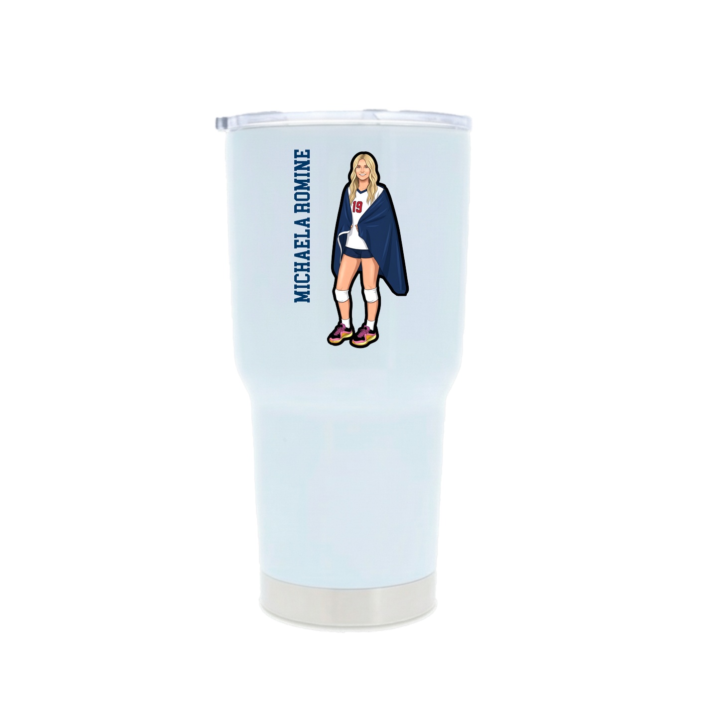 30oz Stainless Steel Tumbler — Name Vertical in White