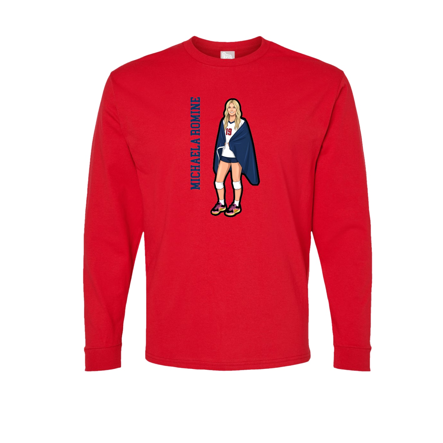 Long Sleeve Tee — Name Vertical in Red