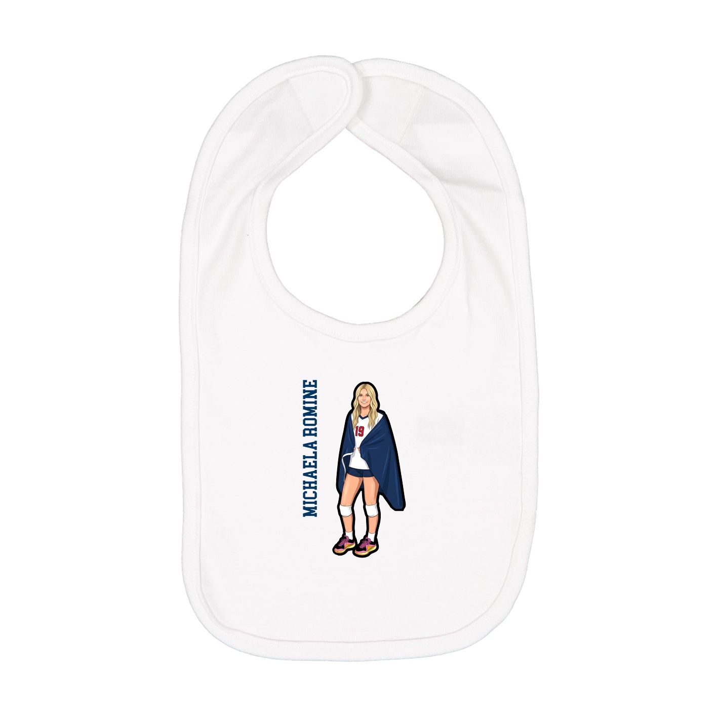 Infant Bib — Name Vertical in White