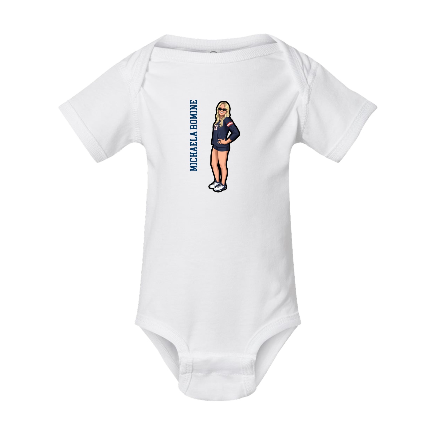 Baby Onesie — Name Vertical in White