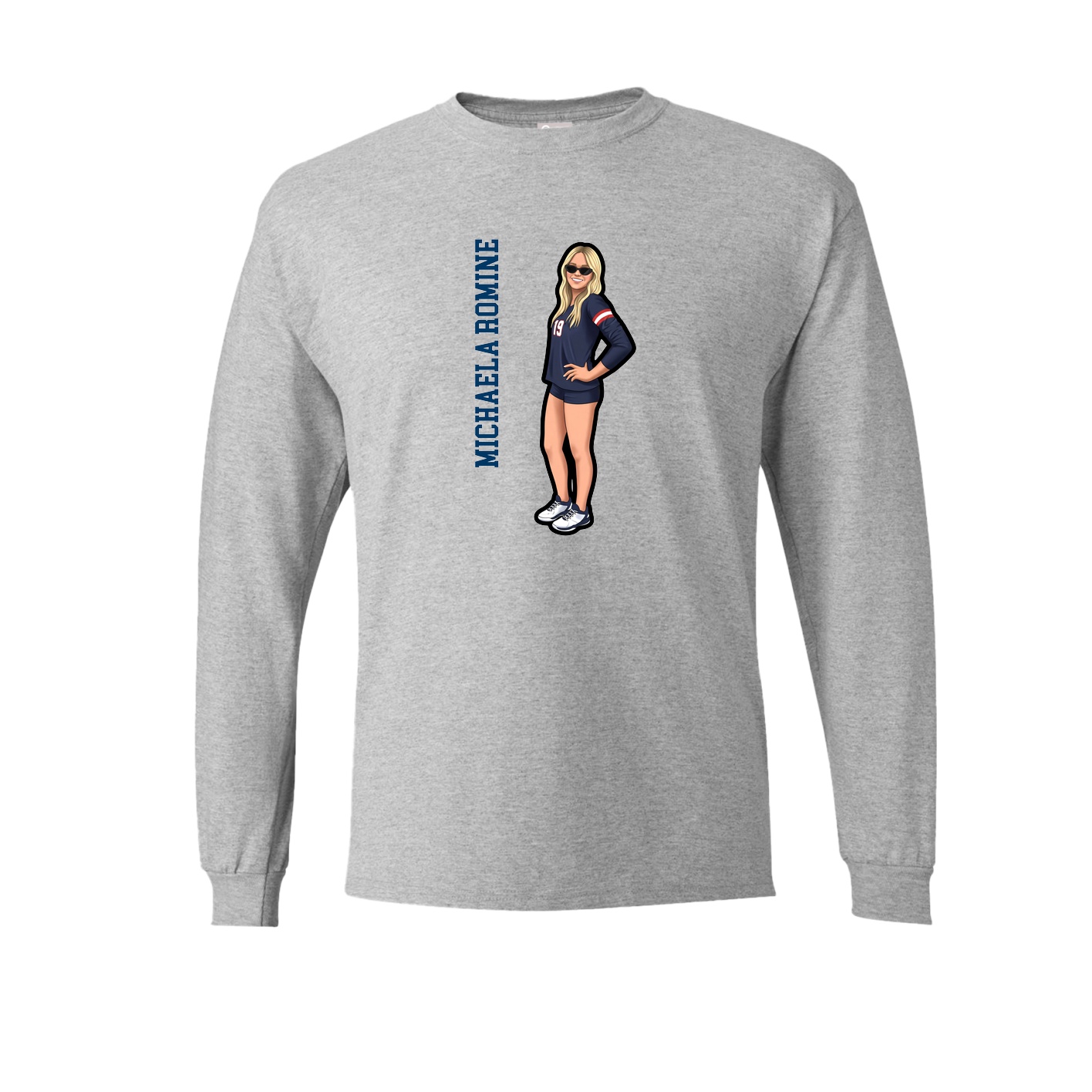 Long Sleeve Tee — Name Vertical in Grey