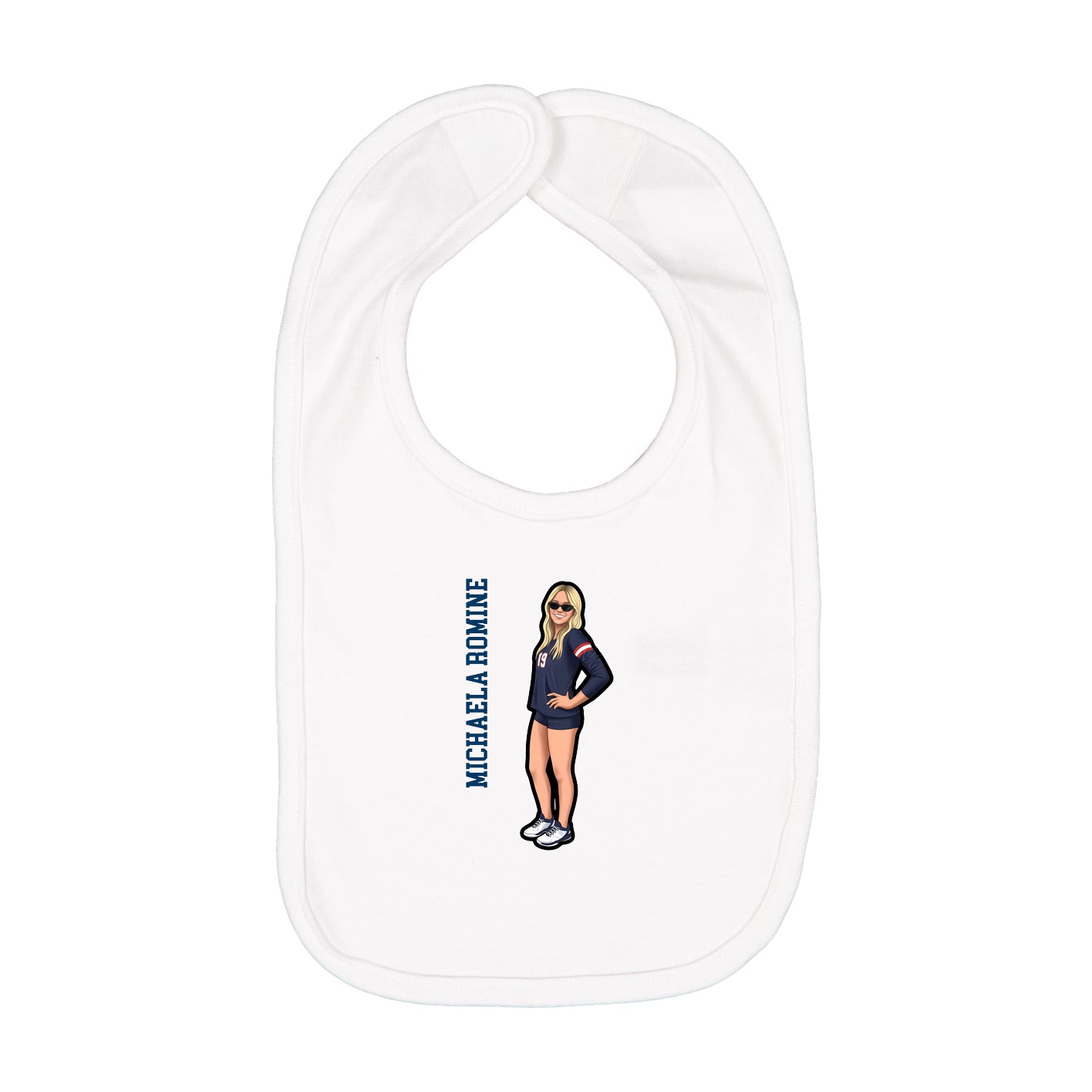 Infant Bib — Name Vertical in White
