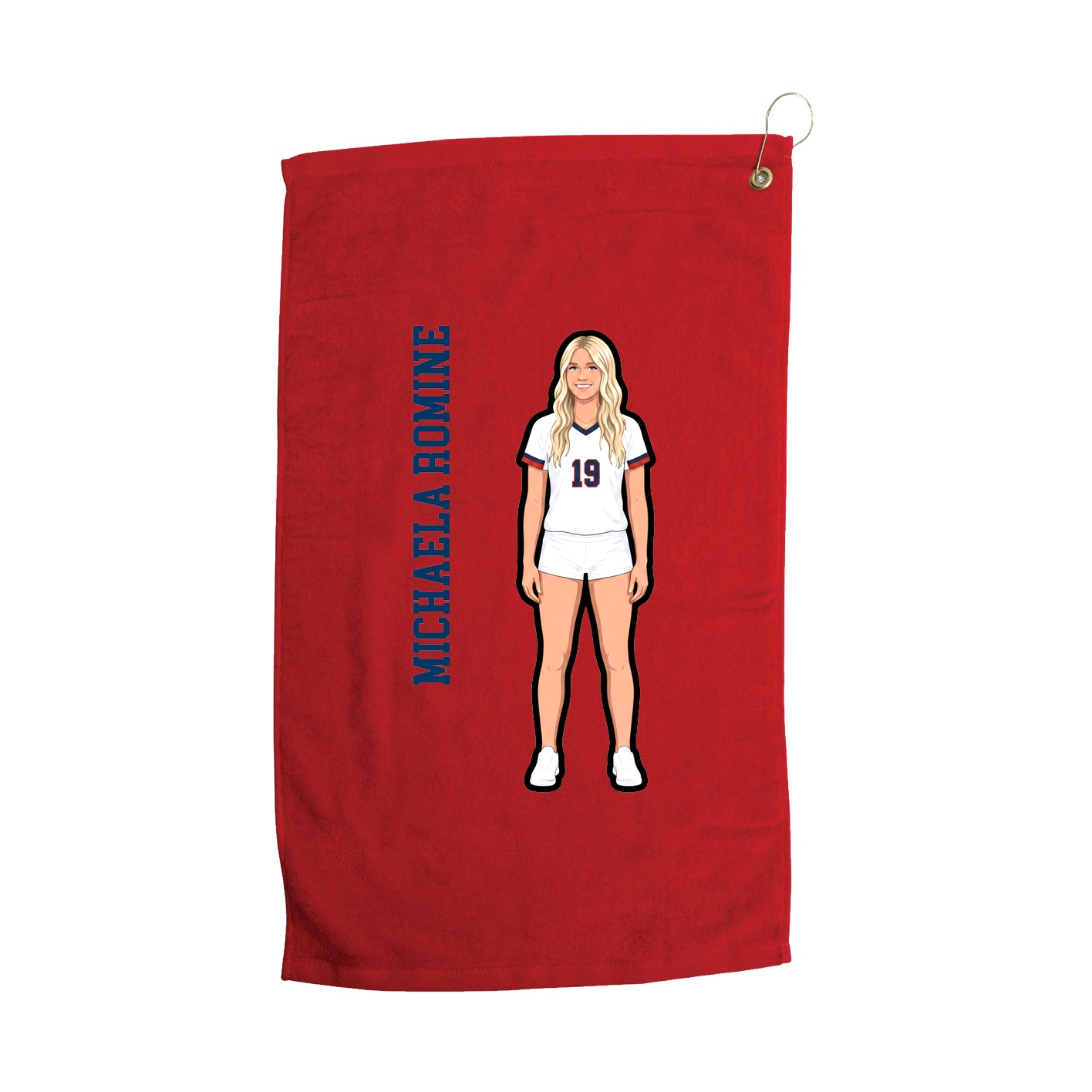 Golf Towel — Name Vertical in Red