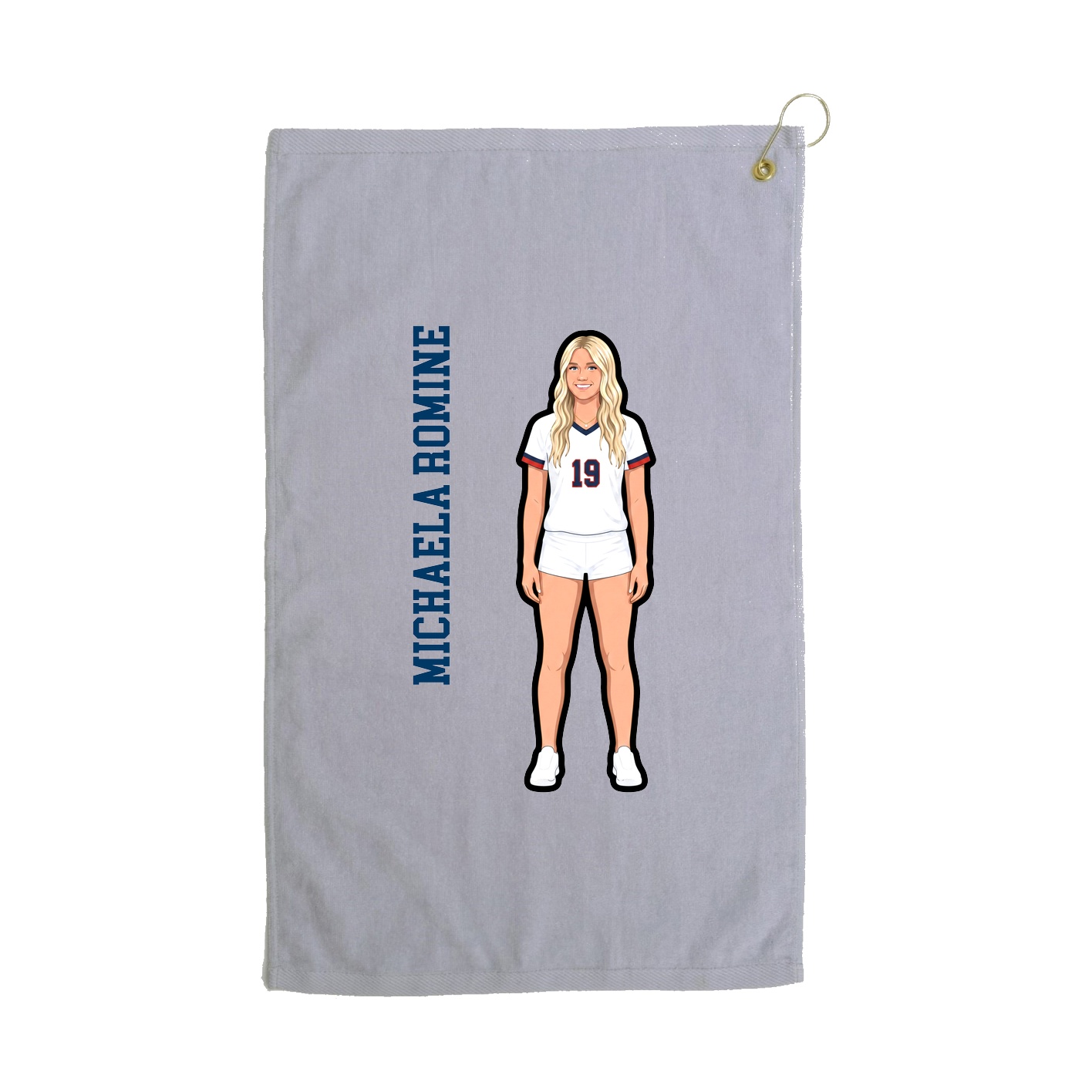 Golf Towel — Name Vertical in Grey