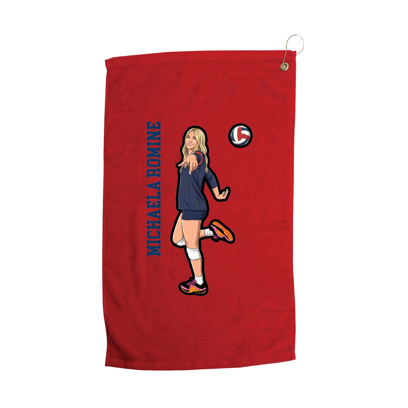 Golf Towel — Name Vertical in Red