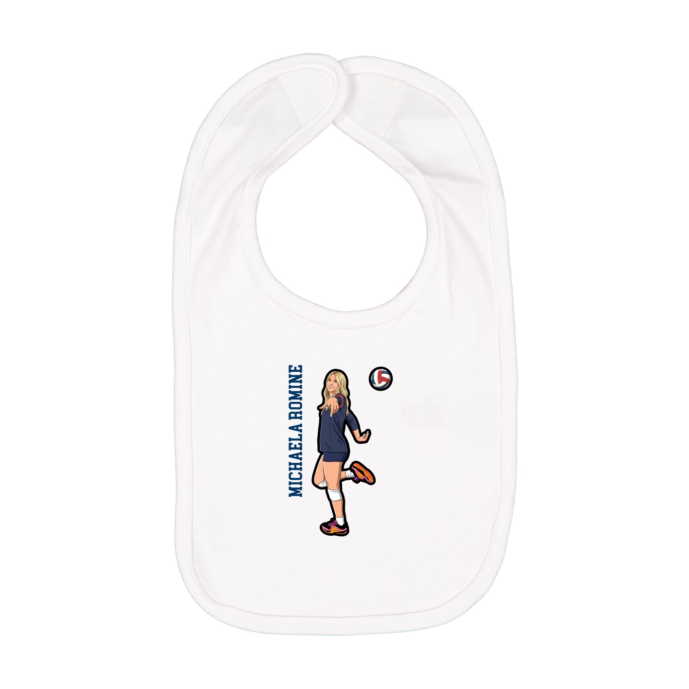 Infant Bib — Name Vertical in White