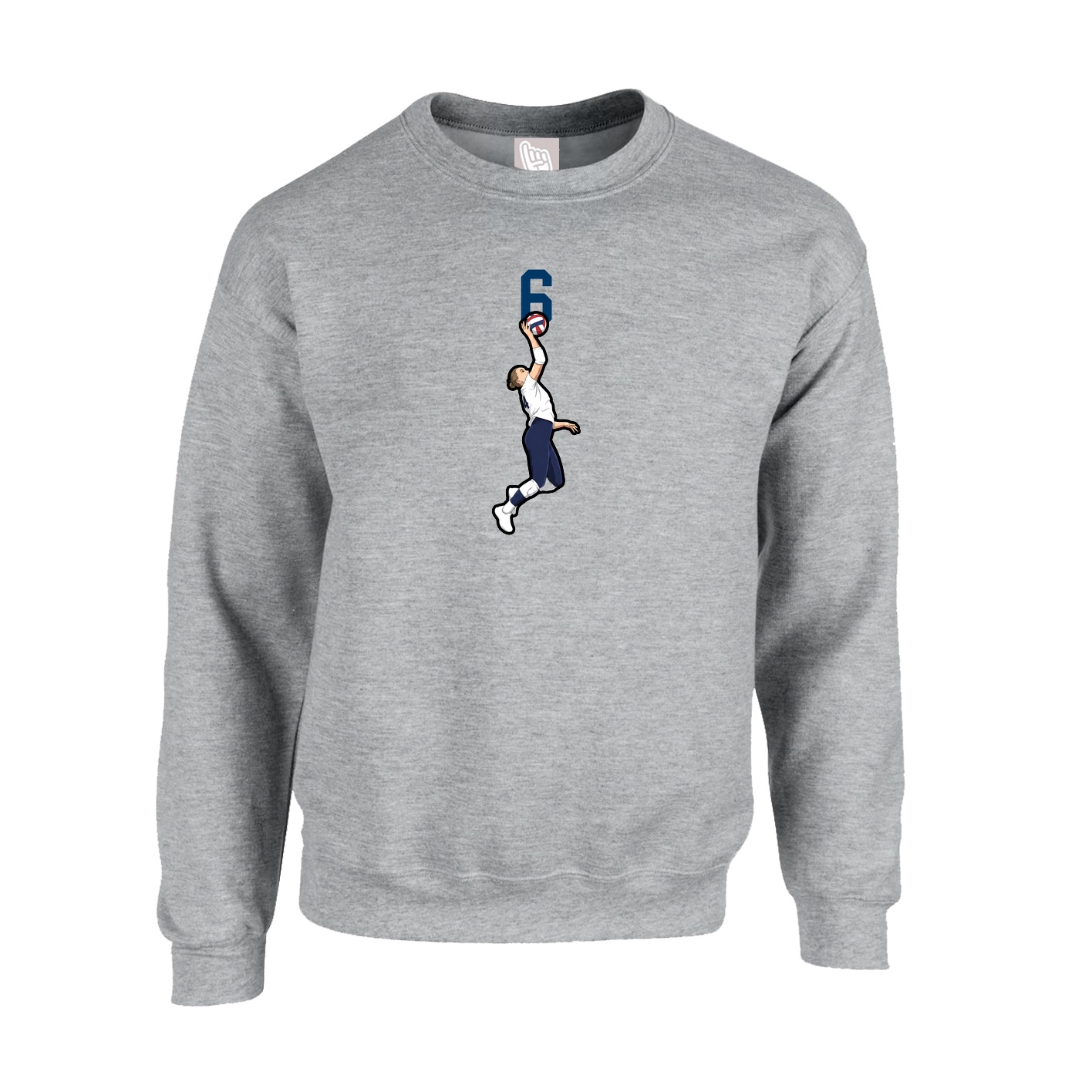 Fleece Crew — Number Top in Grey