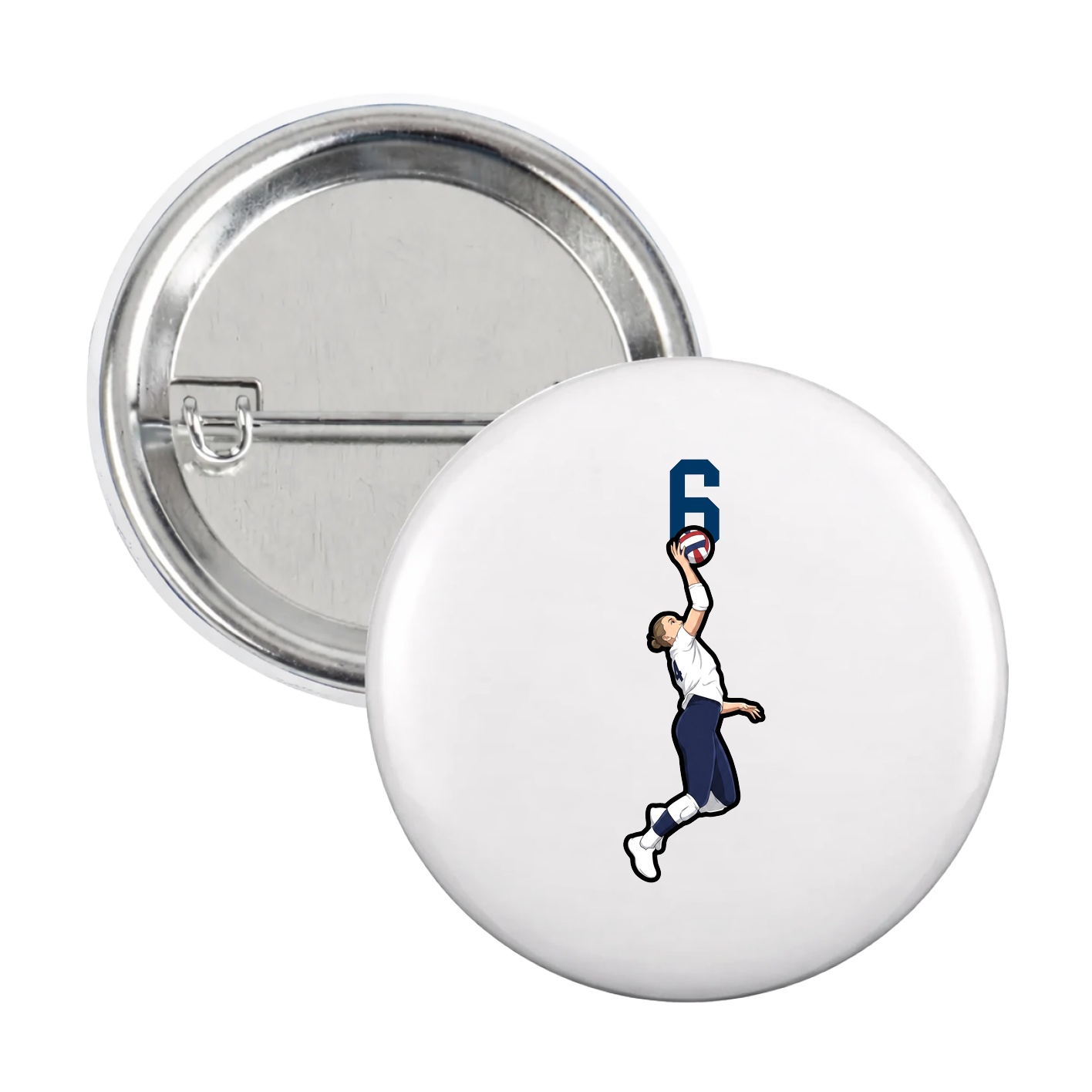 Game Day Button — Number Top in White