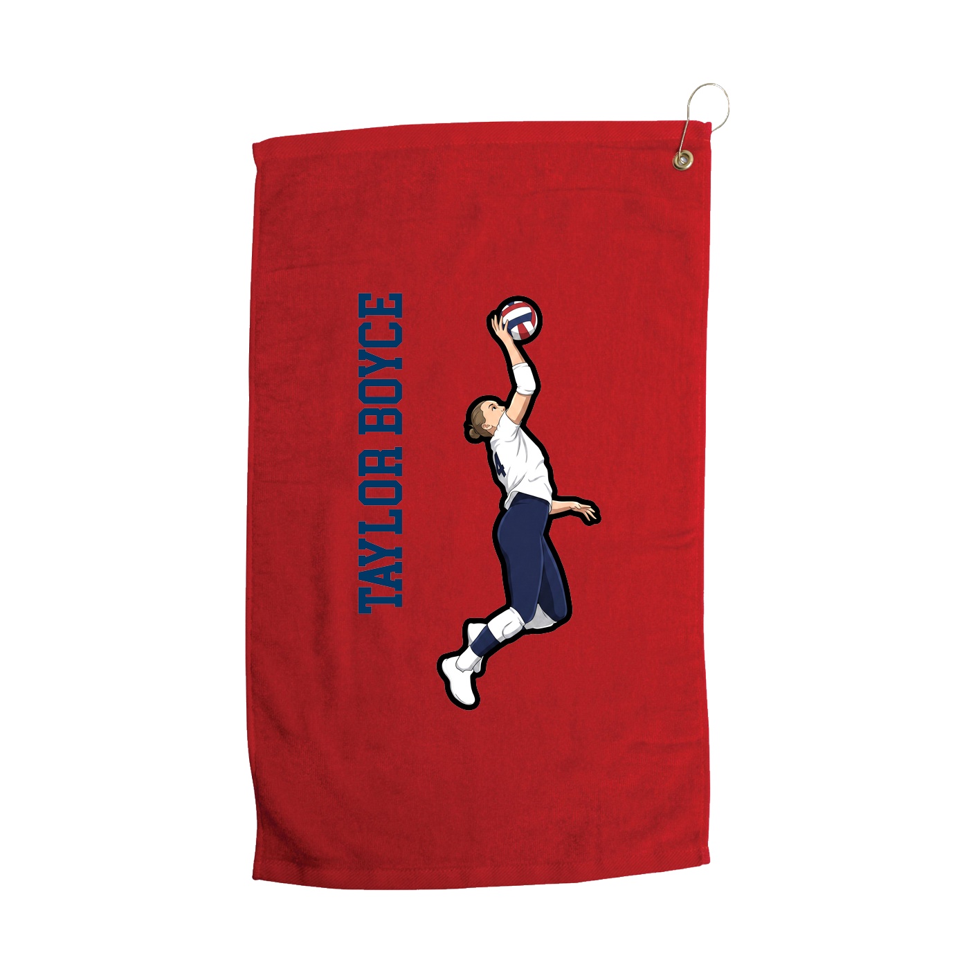 Golf Towel — Name Vertical in Red