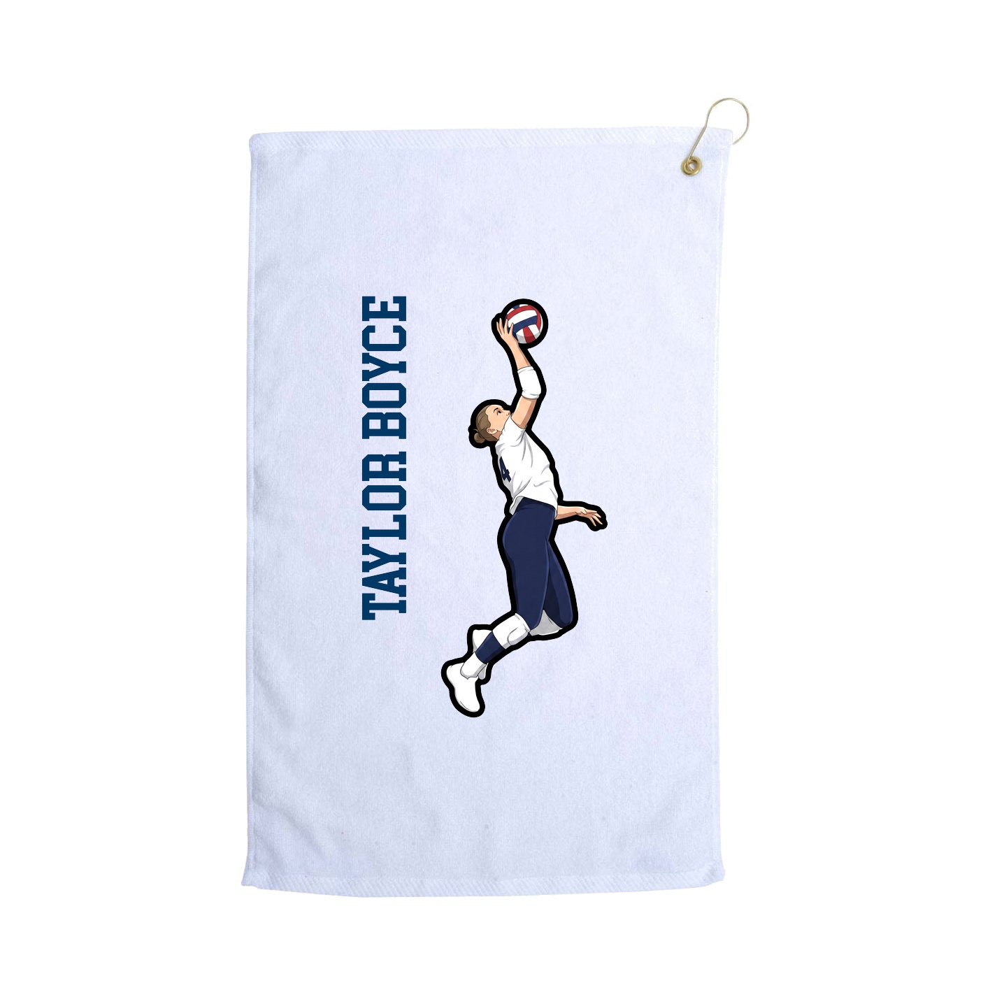 Golf Towel — Name Vertical in White