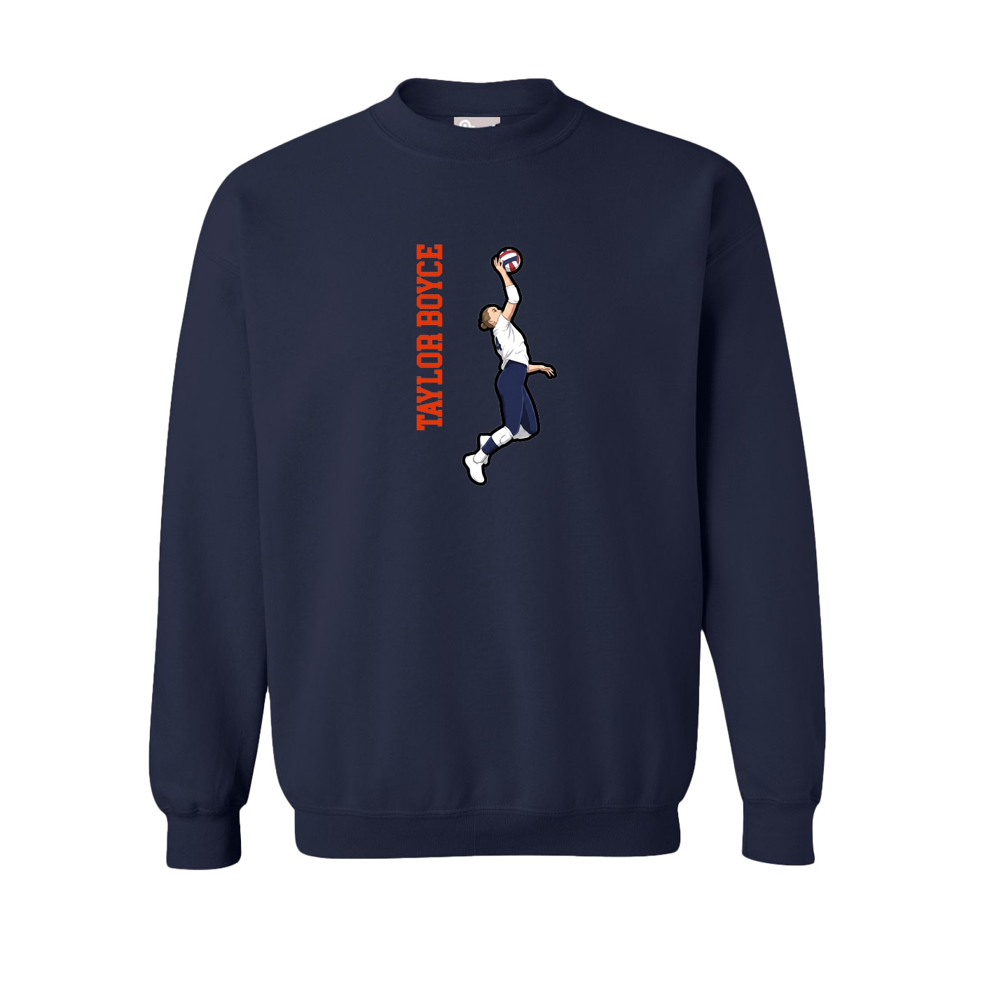 Fleece Crew — Name Vertical in Navy