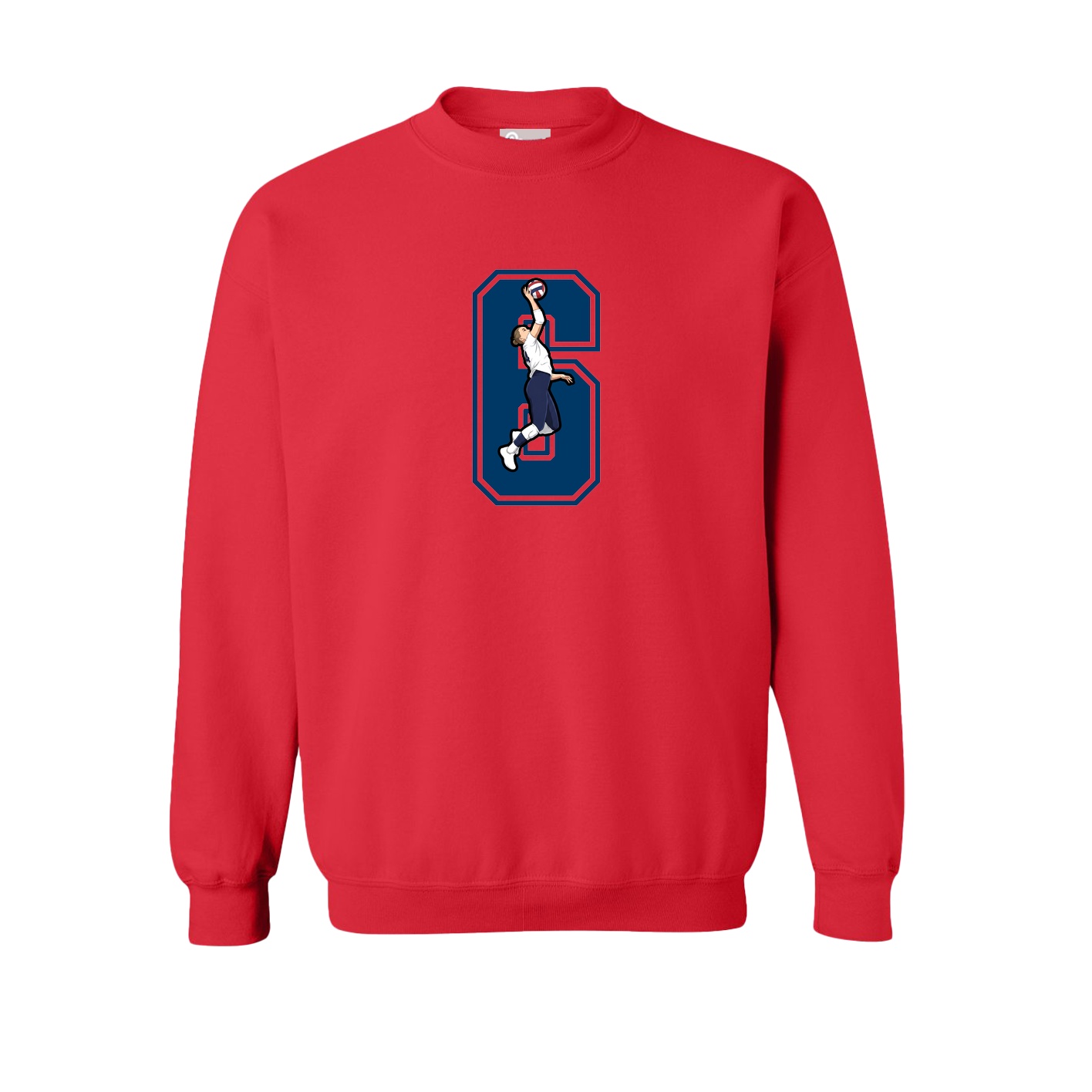 Fleece Crew — Number in Red