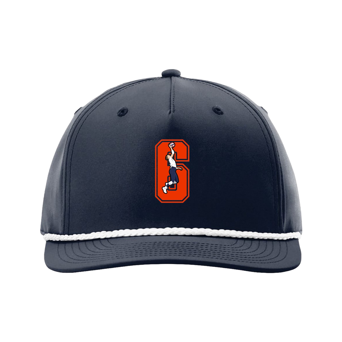 Five-Panel Classic Rope Cap — Number in Navy