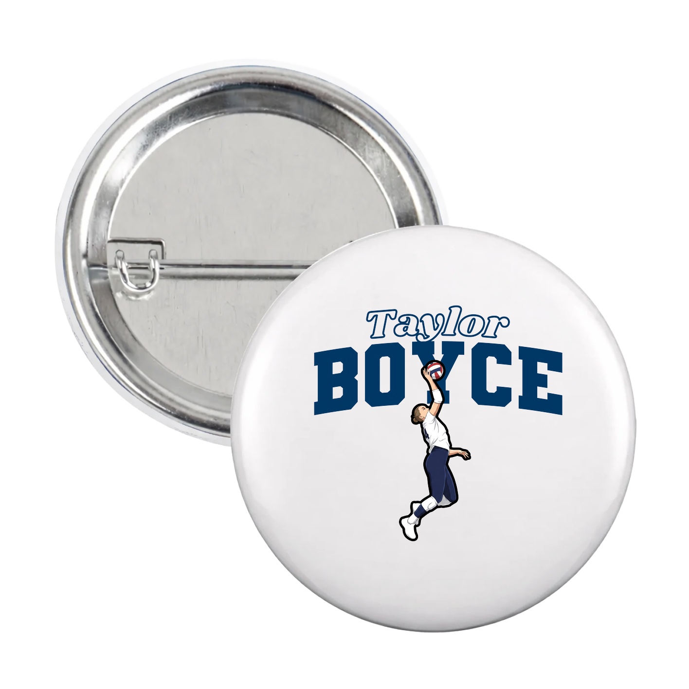 Game Day Button — Name Arch in White