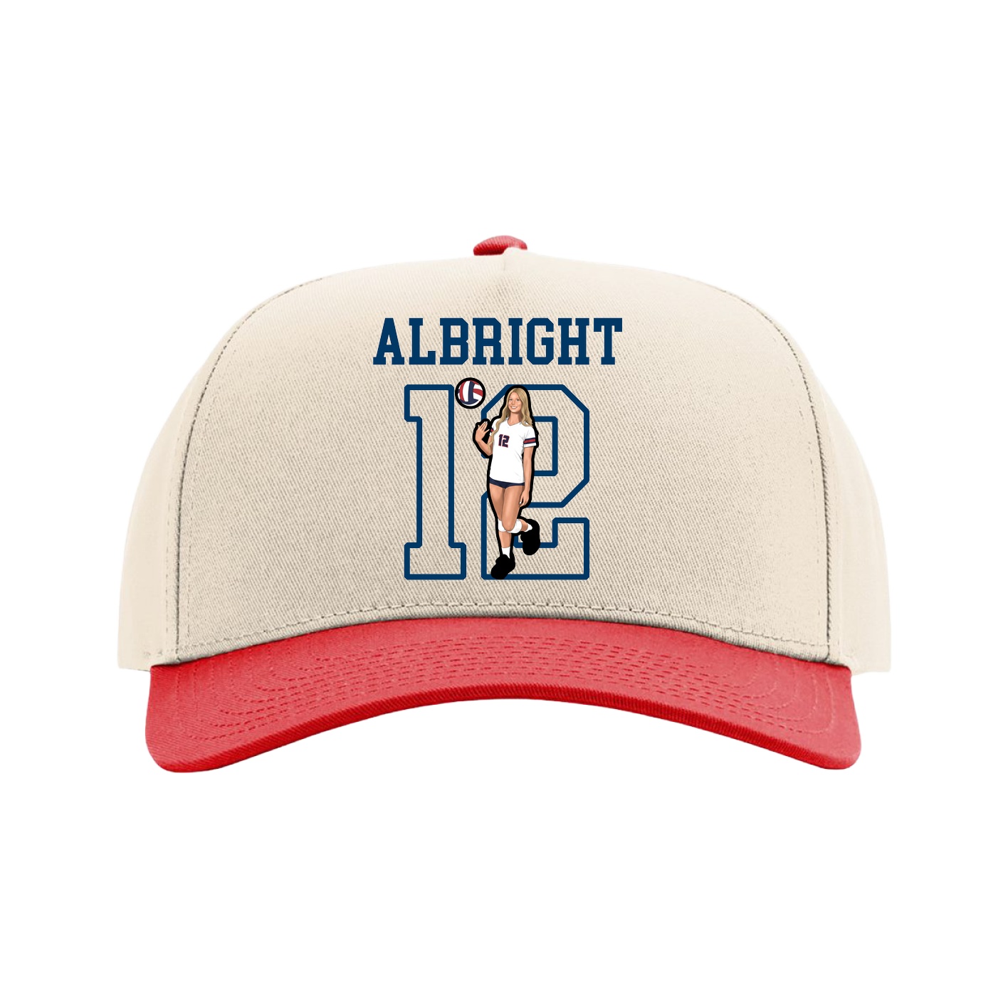 Full Fabric Five-Panel Champ Cap — Shirsey in Cream/Red