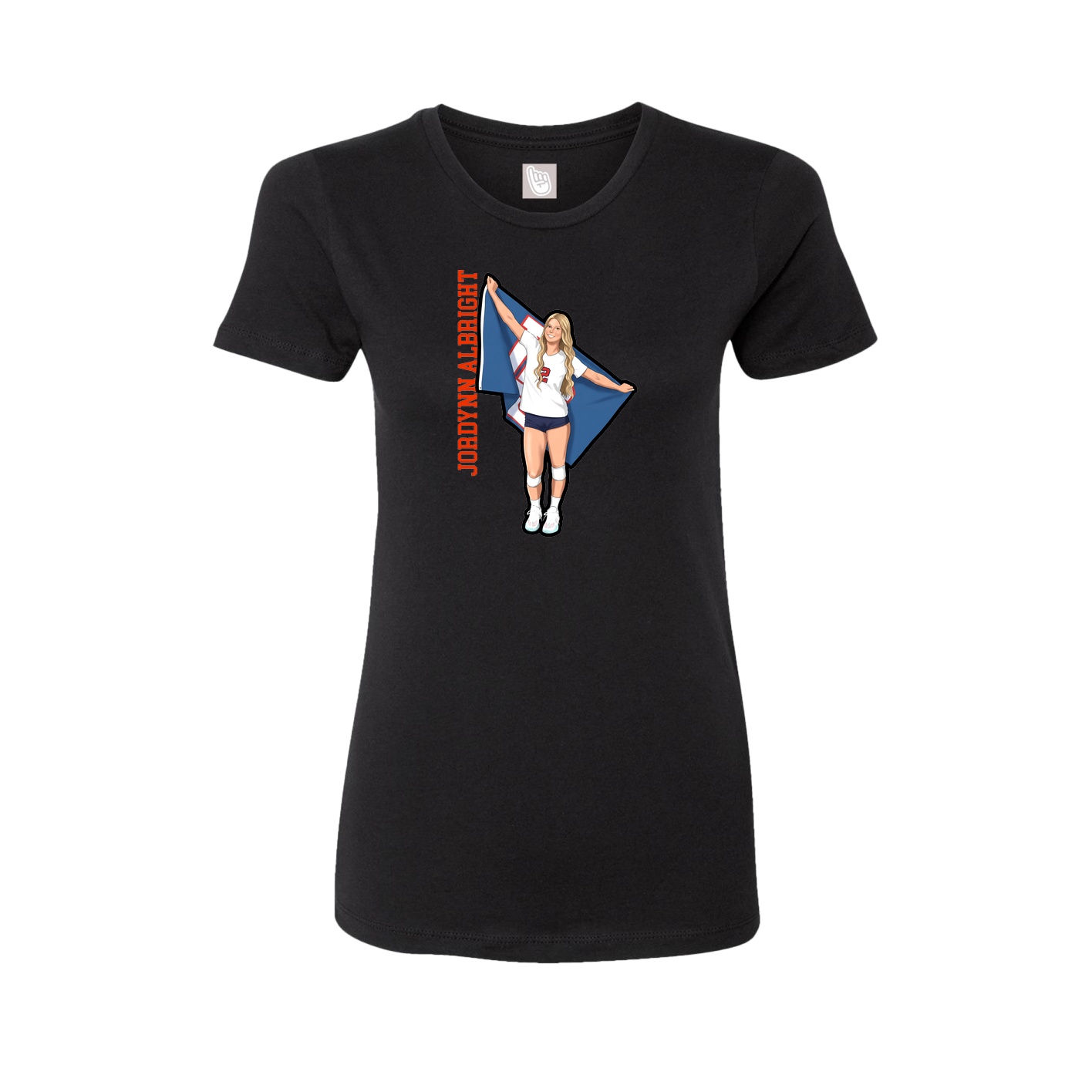 Fitted Women's Tee — Name Vertical in Black