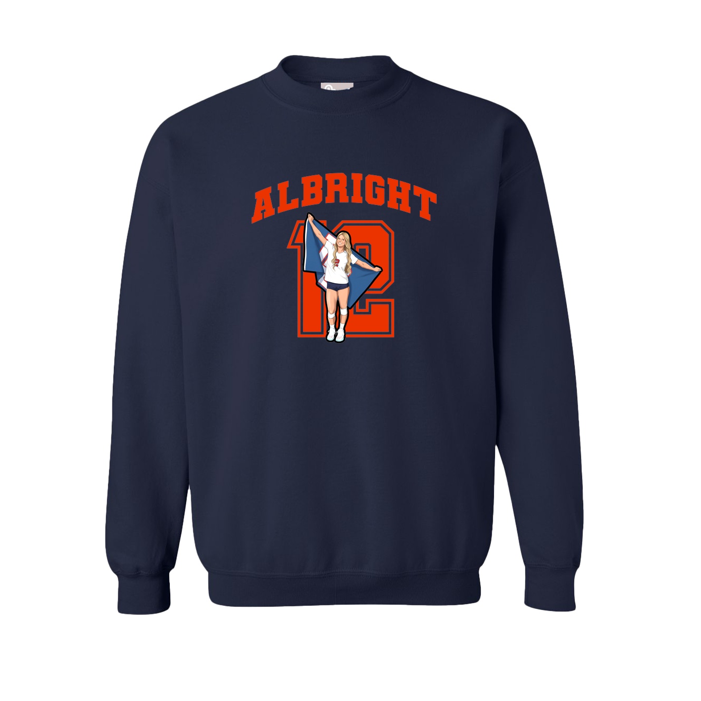 Fleece Crew — Number in Navy