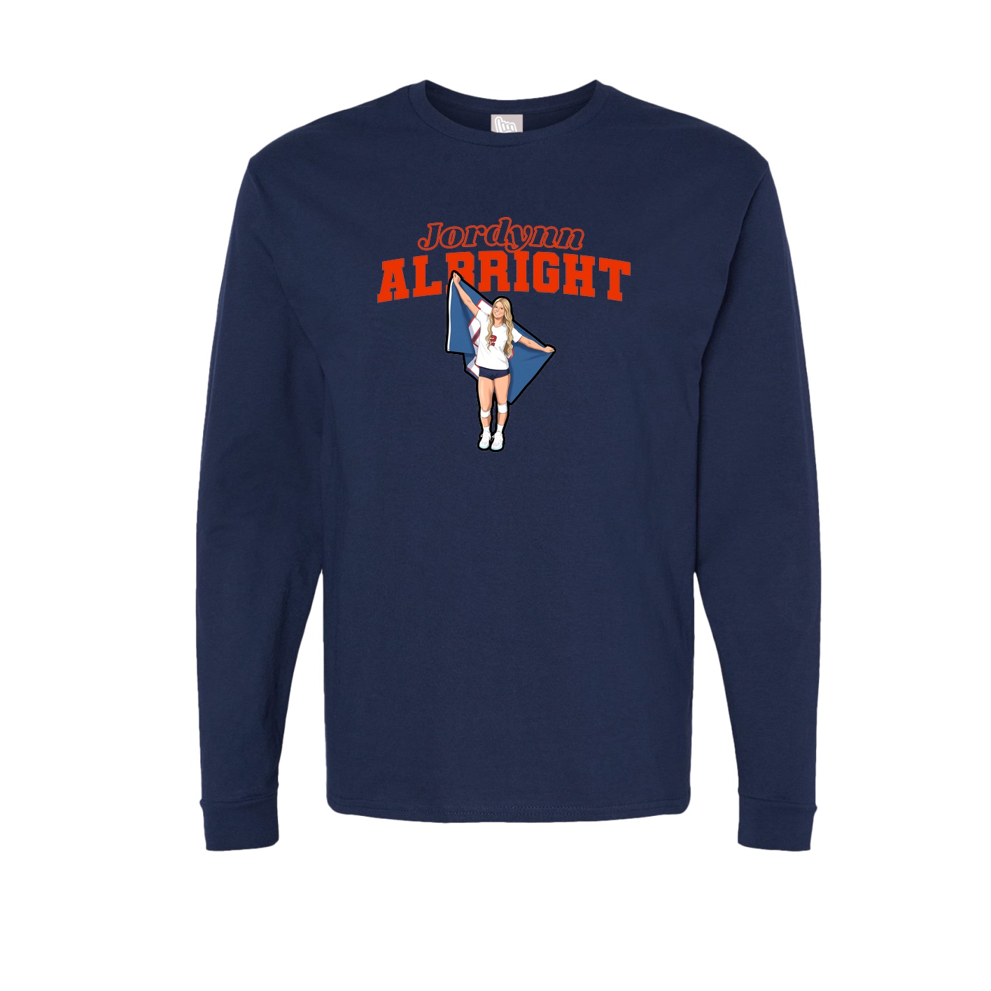 Long Sleeve Tee — Name Arch in Navy