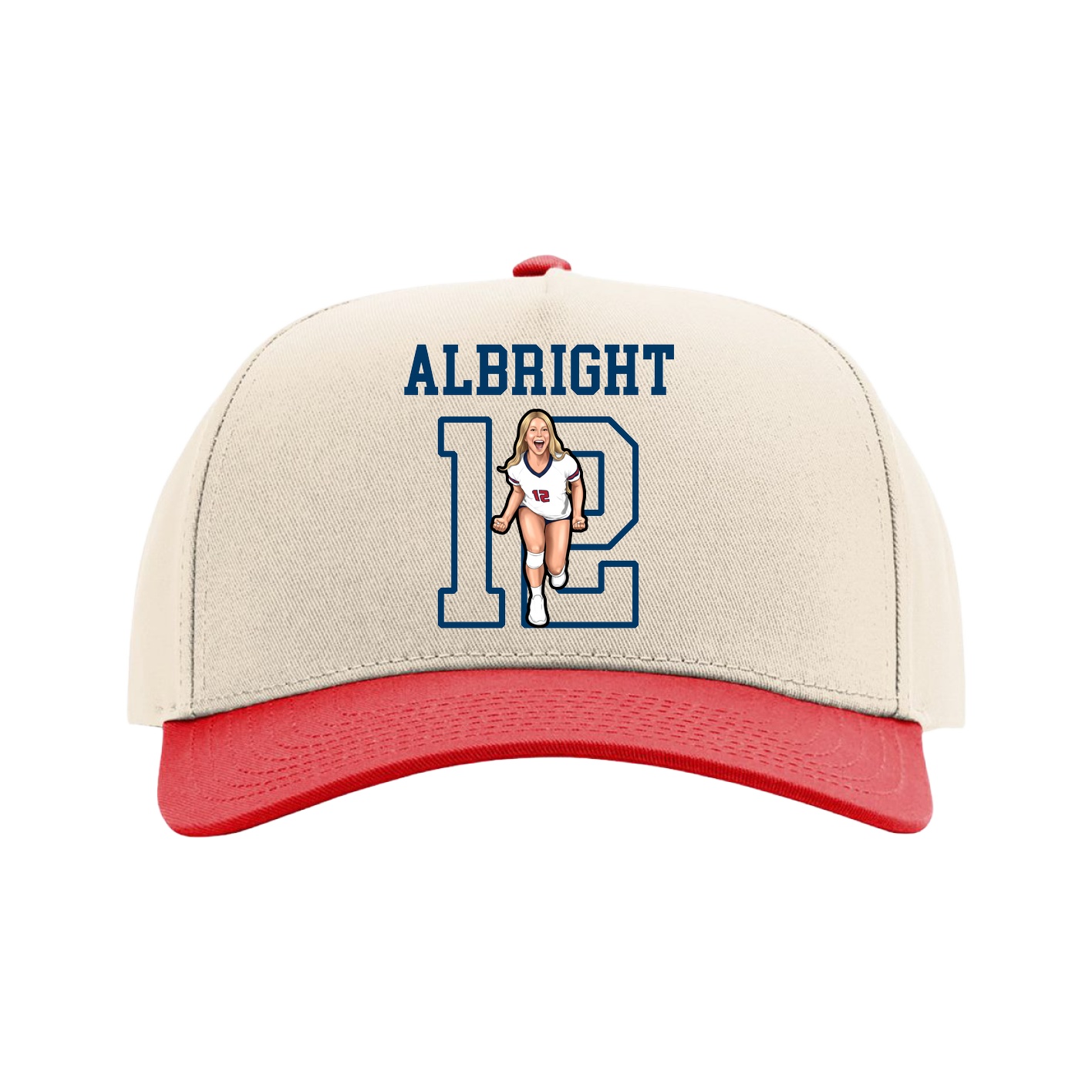 Full Fabric Five-Panel Champ Cap — Shirsey in Cream/Red