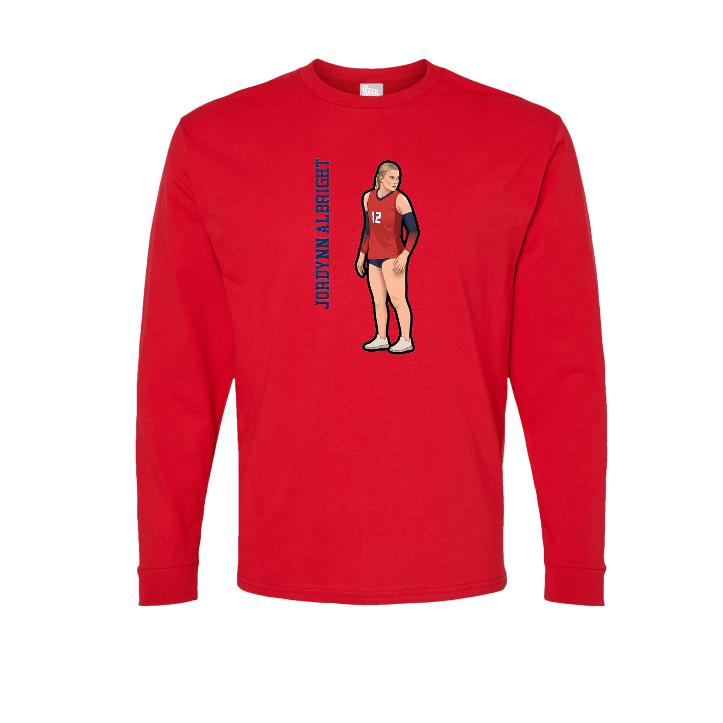 Long Sleeve Tee — Name Vertical in Red