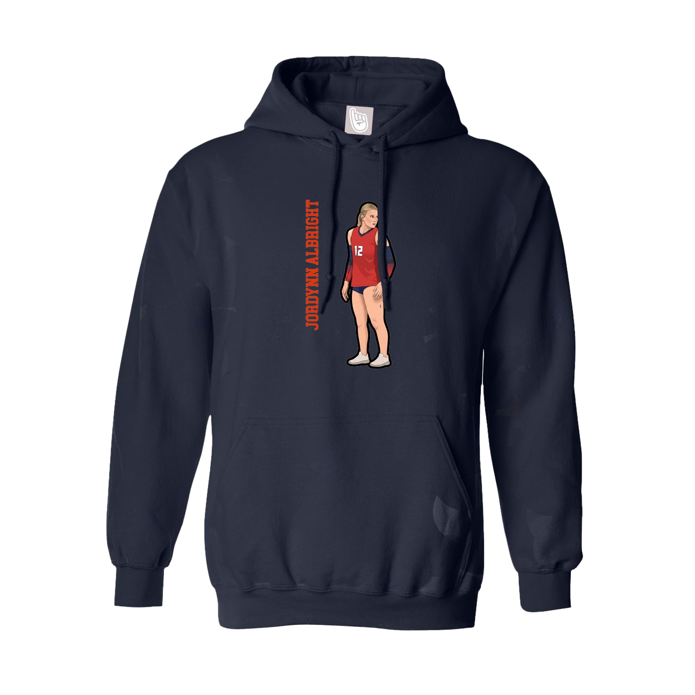 Hoodie — Name Vertical in Navy